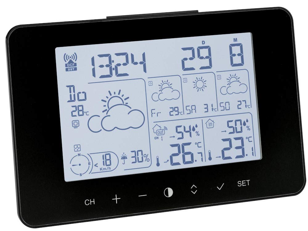 Wetter Info Center METEOTIME PRIMO Station, schwarz mit Batterien