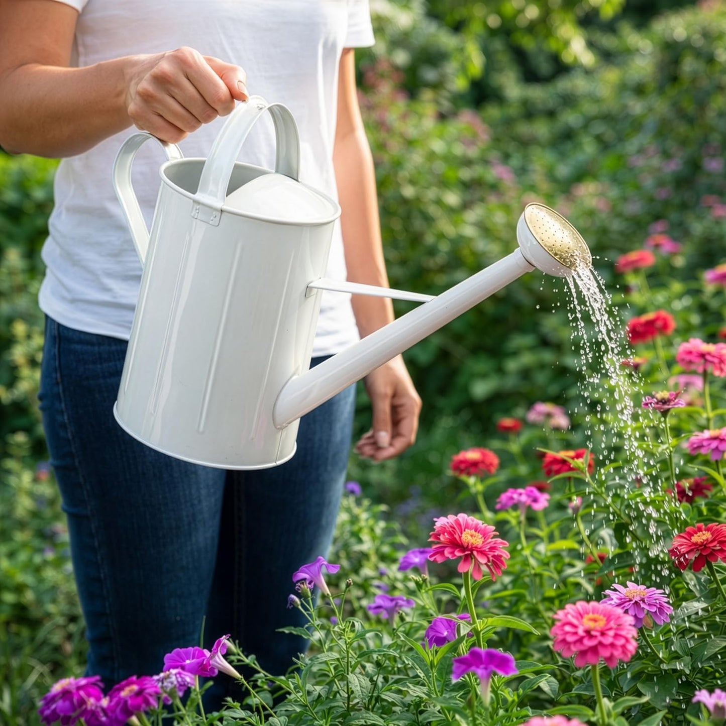 Zinkgiesskanne mit Giessbrause (10 L), Weiss Messing 7 Liter