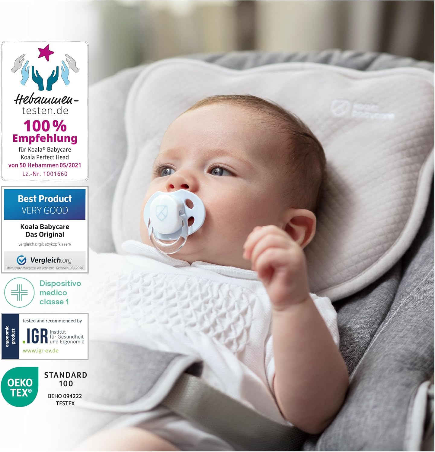 Babykissen gegen Plagiozephalie mit Memory Foam, Grau