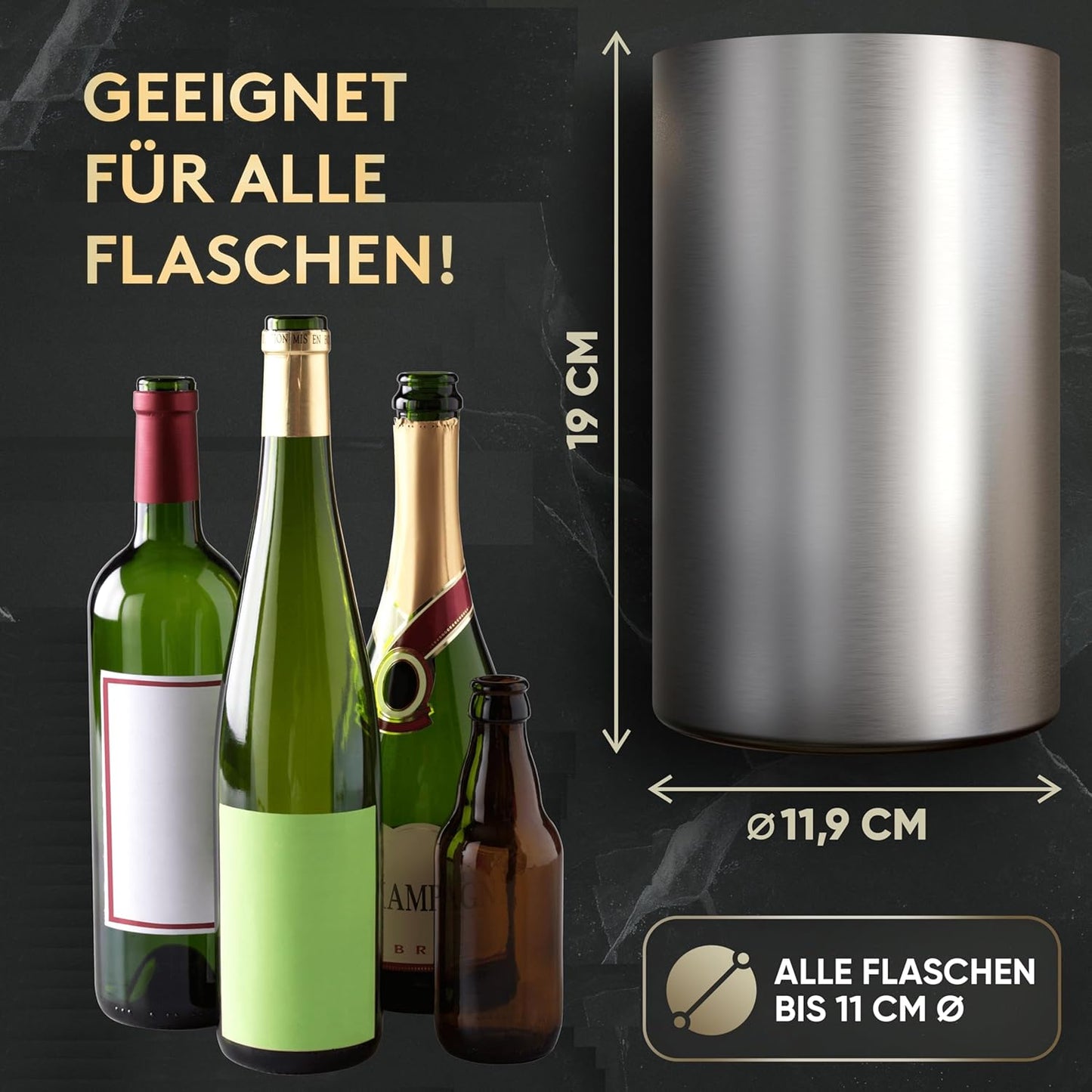 Weinkühler Edelstahl, Klein Weinflaschenkühler