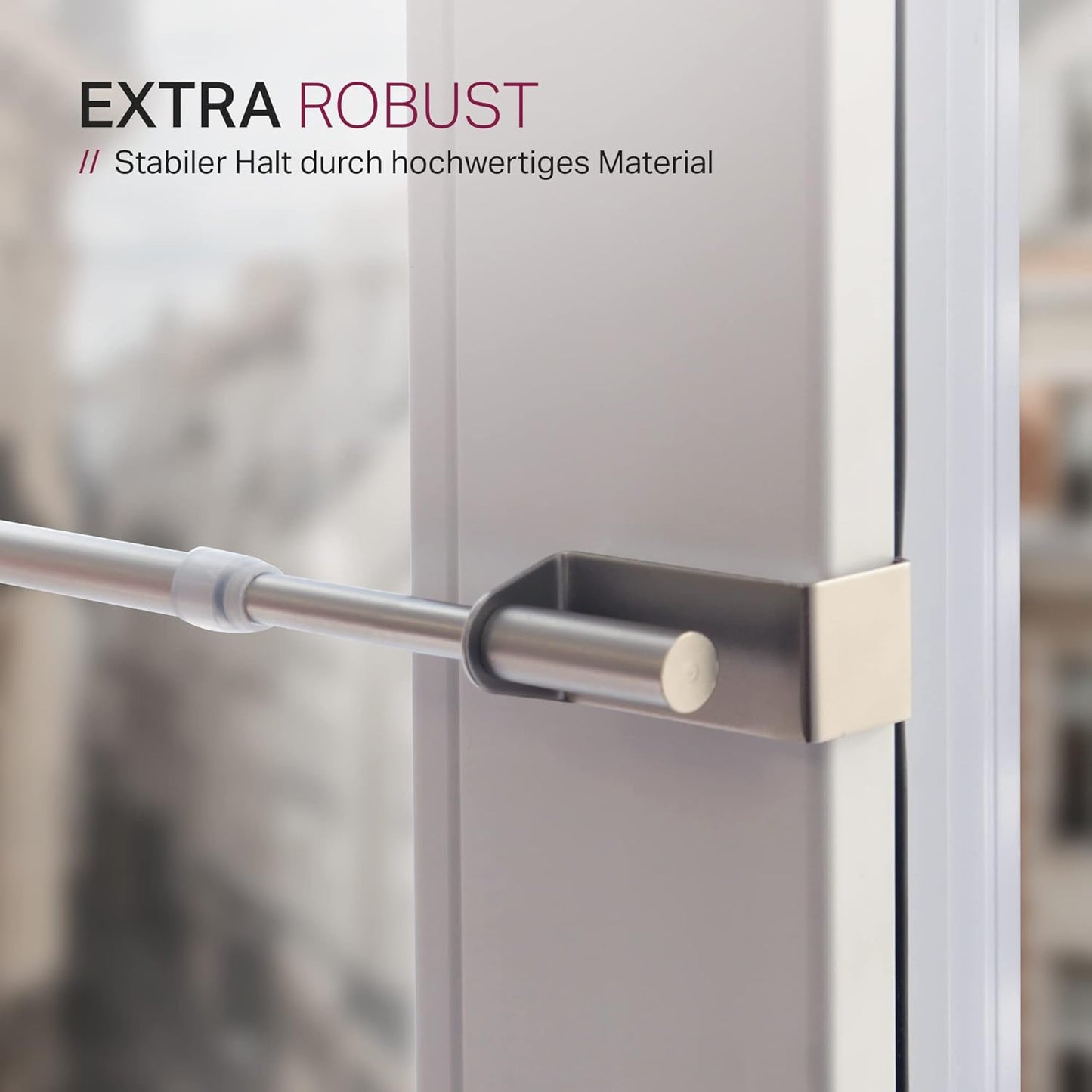 Spannvitrage Gardinenstange, Silber 40-60 cm