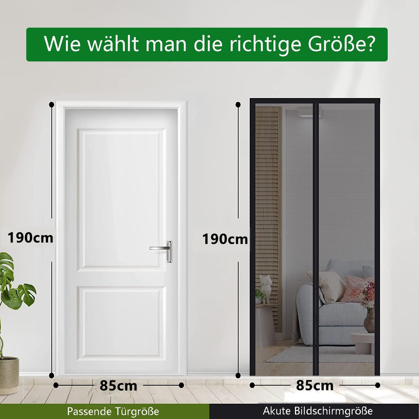 Magnetischer Fliegengittervorhang für Balkontüren, 85x190cm / Schwarz