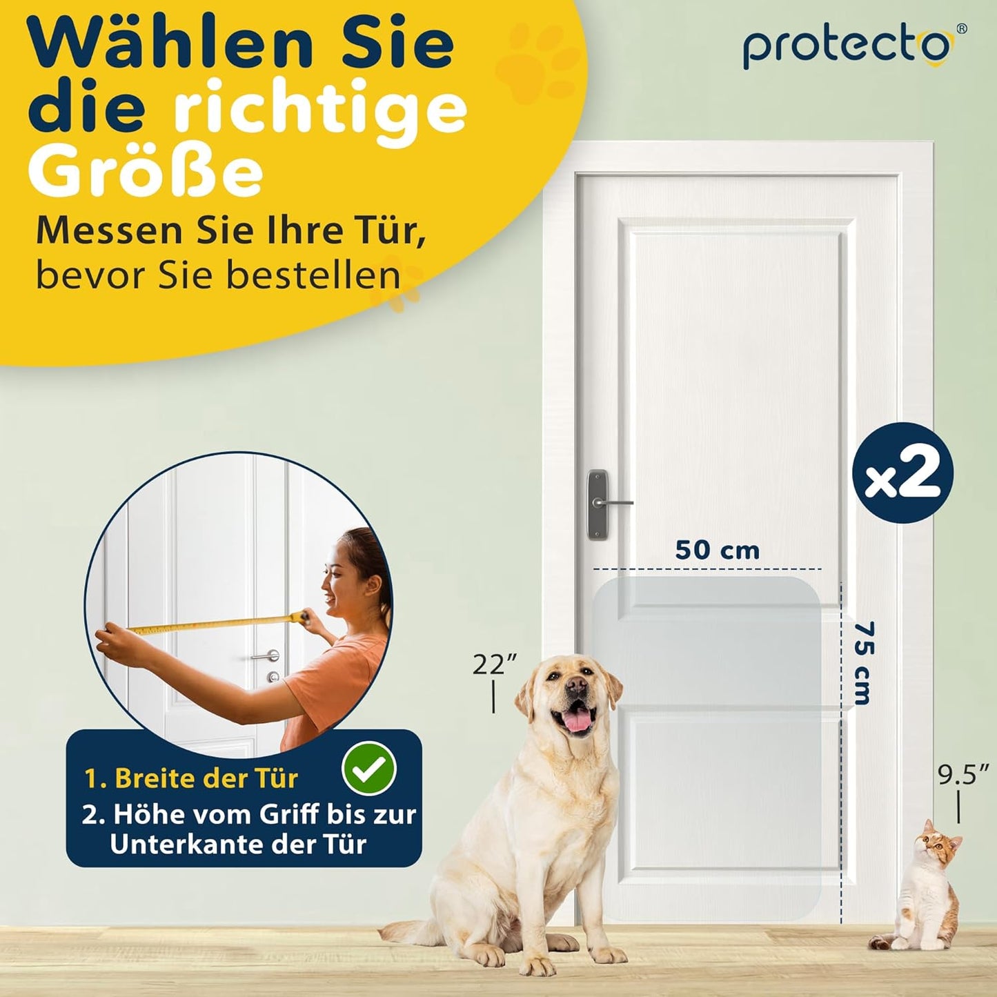 2er Pack Kratzschutz für Möbel und Türen, 2-stück Farblos 75 cm x 50 cm
