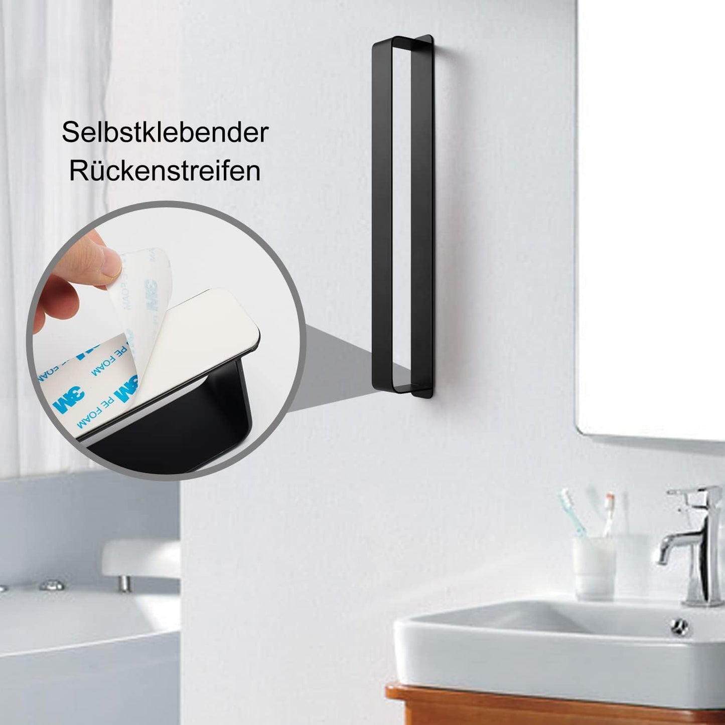 Selbstklebender Handtuchhalter, A Schwarz