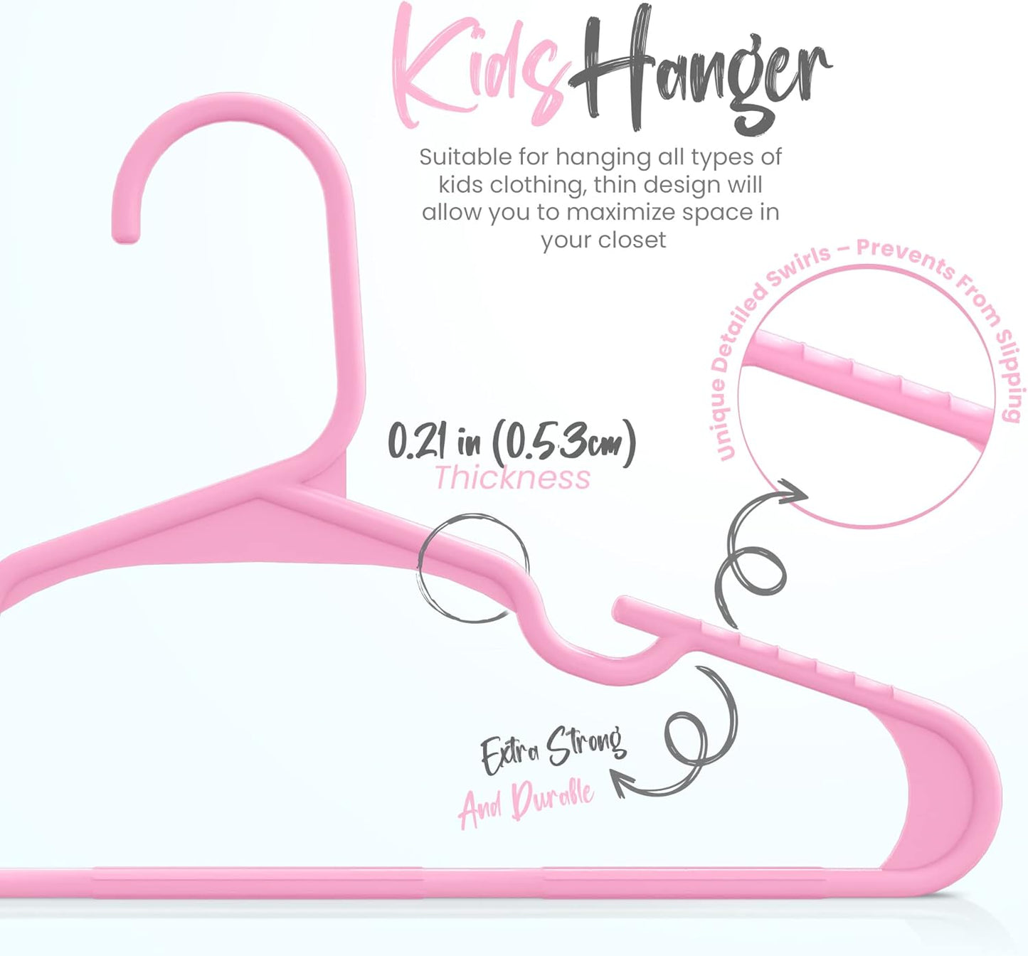 60-teiliges Kinderkleiderbügel-Set, 60er Pack Babyrosa