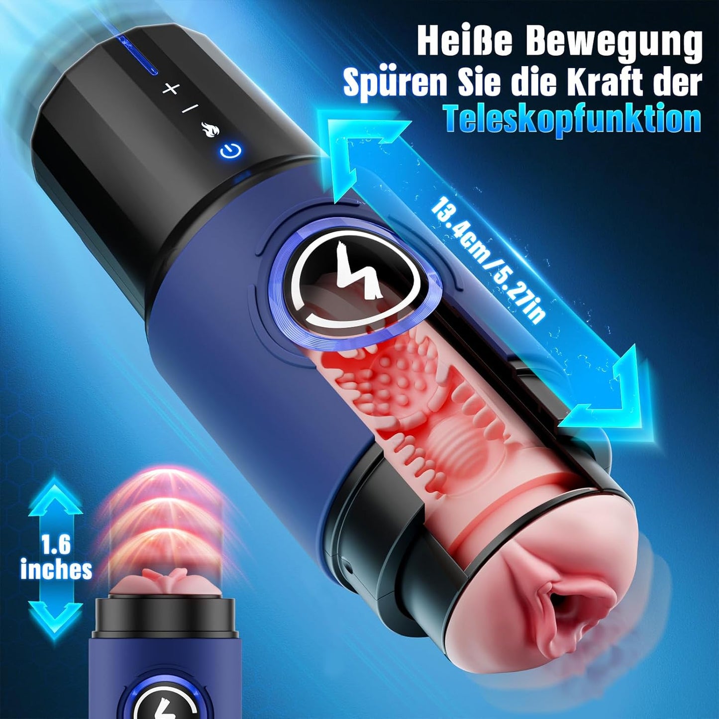 360° Schnellheiz-Masturbator mit Teleskopfunktion und KI-Interaktion