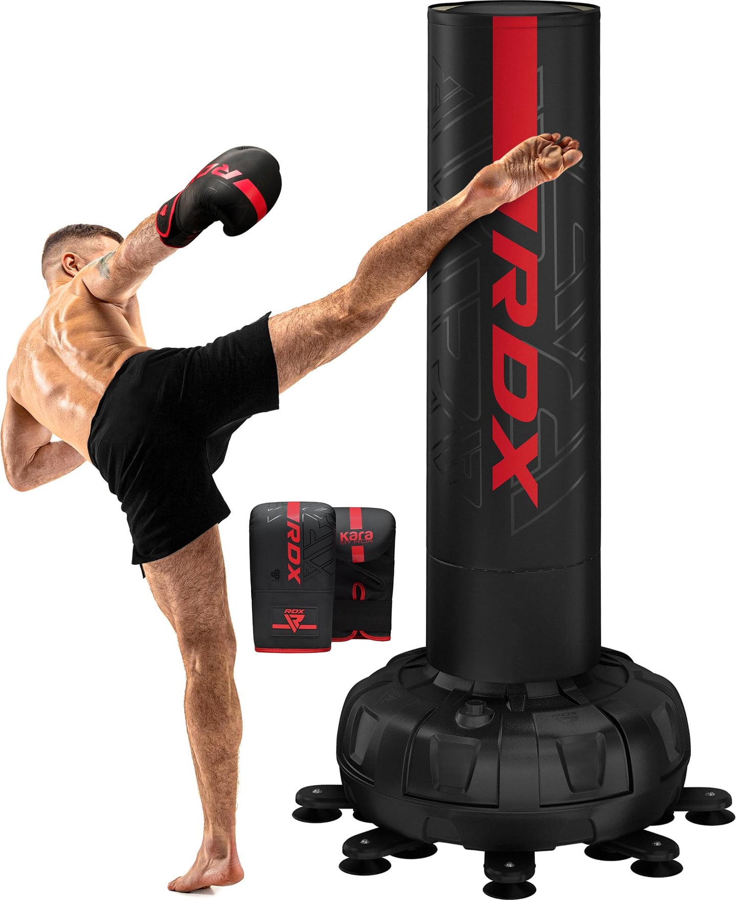 Standboxsack mit Trainingshandschuhen, Rot 6FT