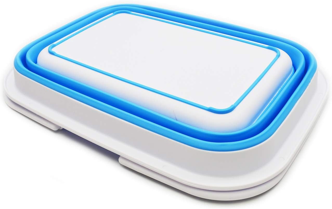 Faltbarer Korb mit Griff, White/Marine Blue