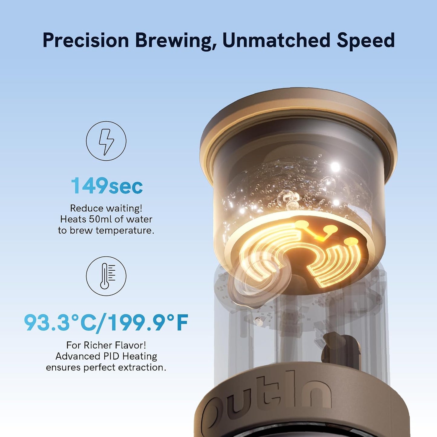 Mino tragbare Espressomaschine mit USB-C-Heizung, Moss Green