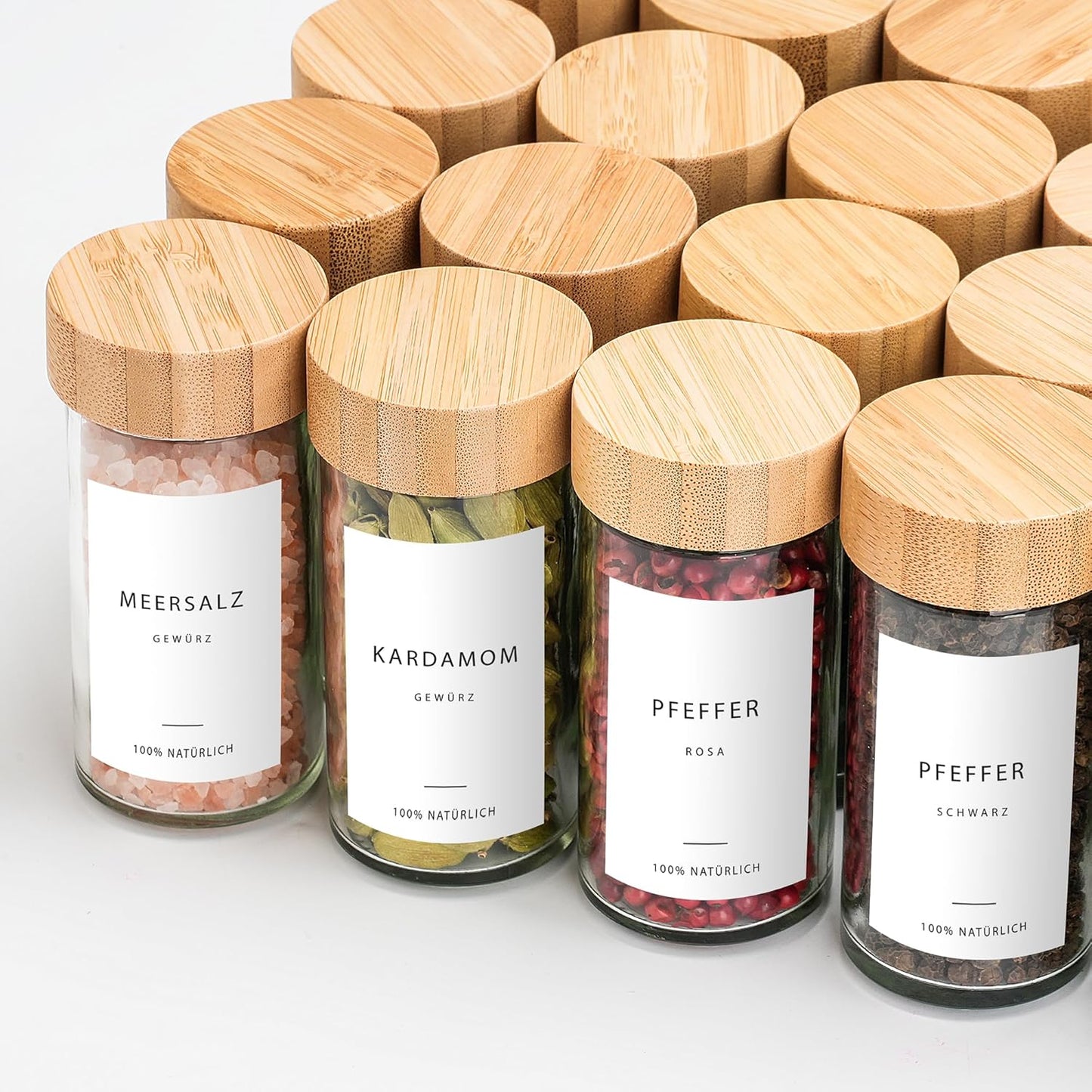 Gewürzgläser-Set, 24er - Bambusdeckel