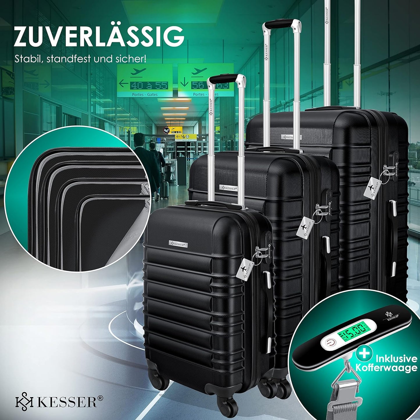 Reisekoffer Set, Schwarz