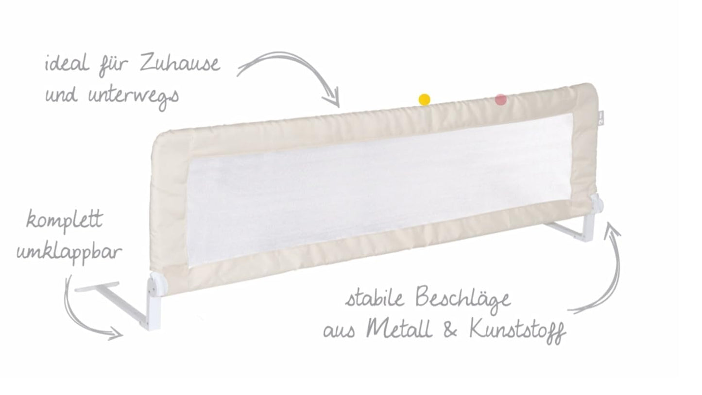 Klappbares Bettschutzgitter Klipp-Klapp, Beige, 135x40 cm