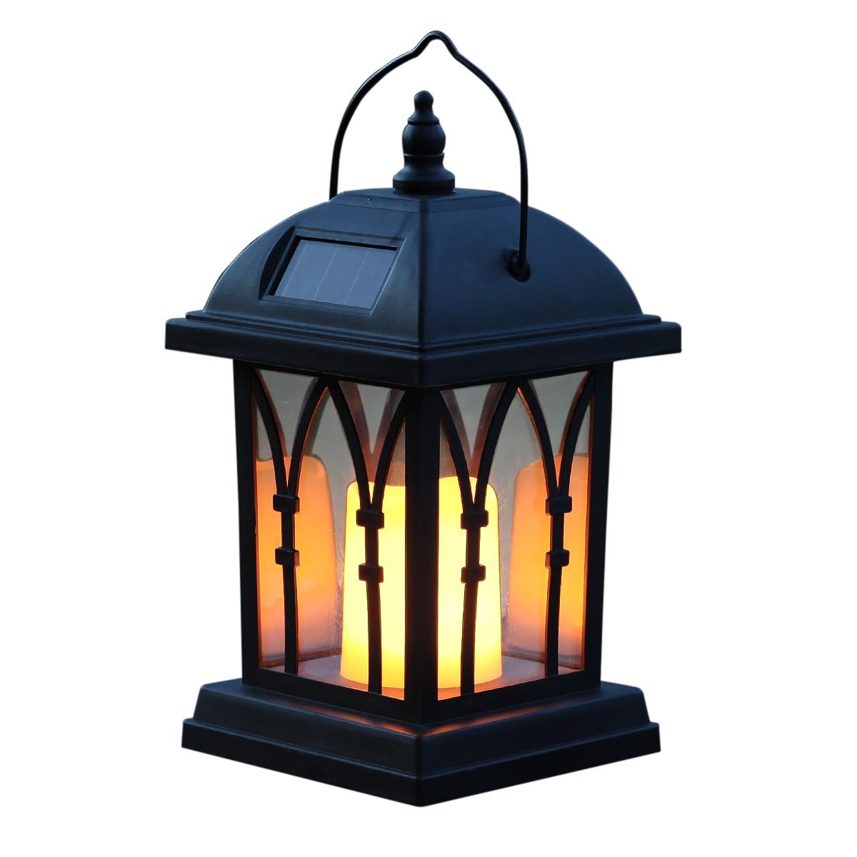 Solar-Gartenlaterne mit LED Flacker-Effekt, 27 cm