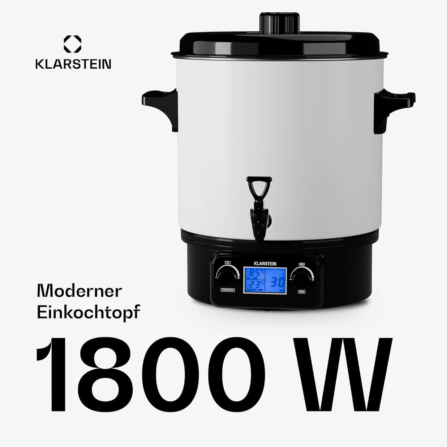 Digitaler Glühweinkocher & Einkochautomat mit Hahn, Weiss 27 Liter (digital)