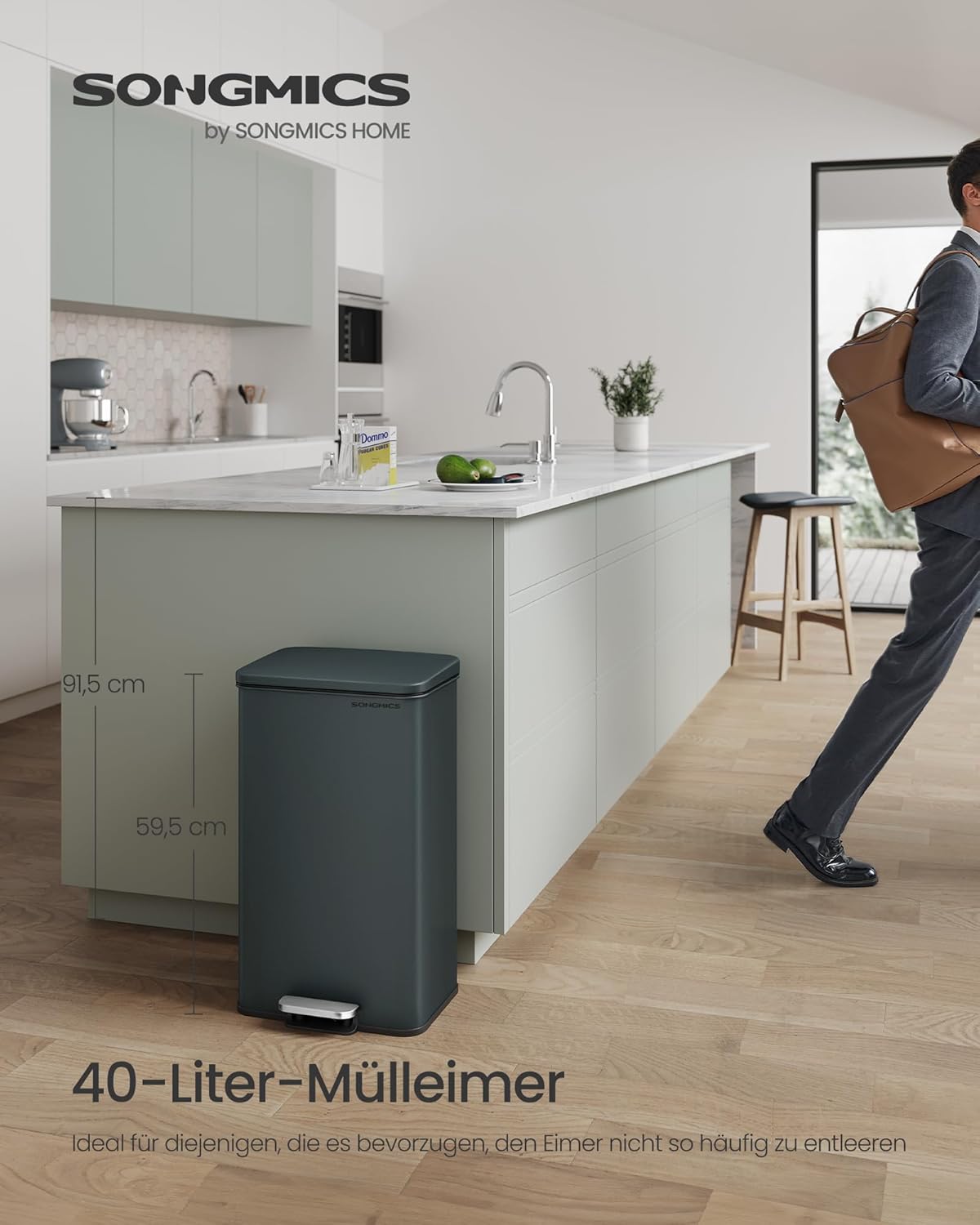 Tretmülleimer LTB540G02 mit Softclose & Deckel, anthrazitgrau