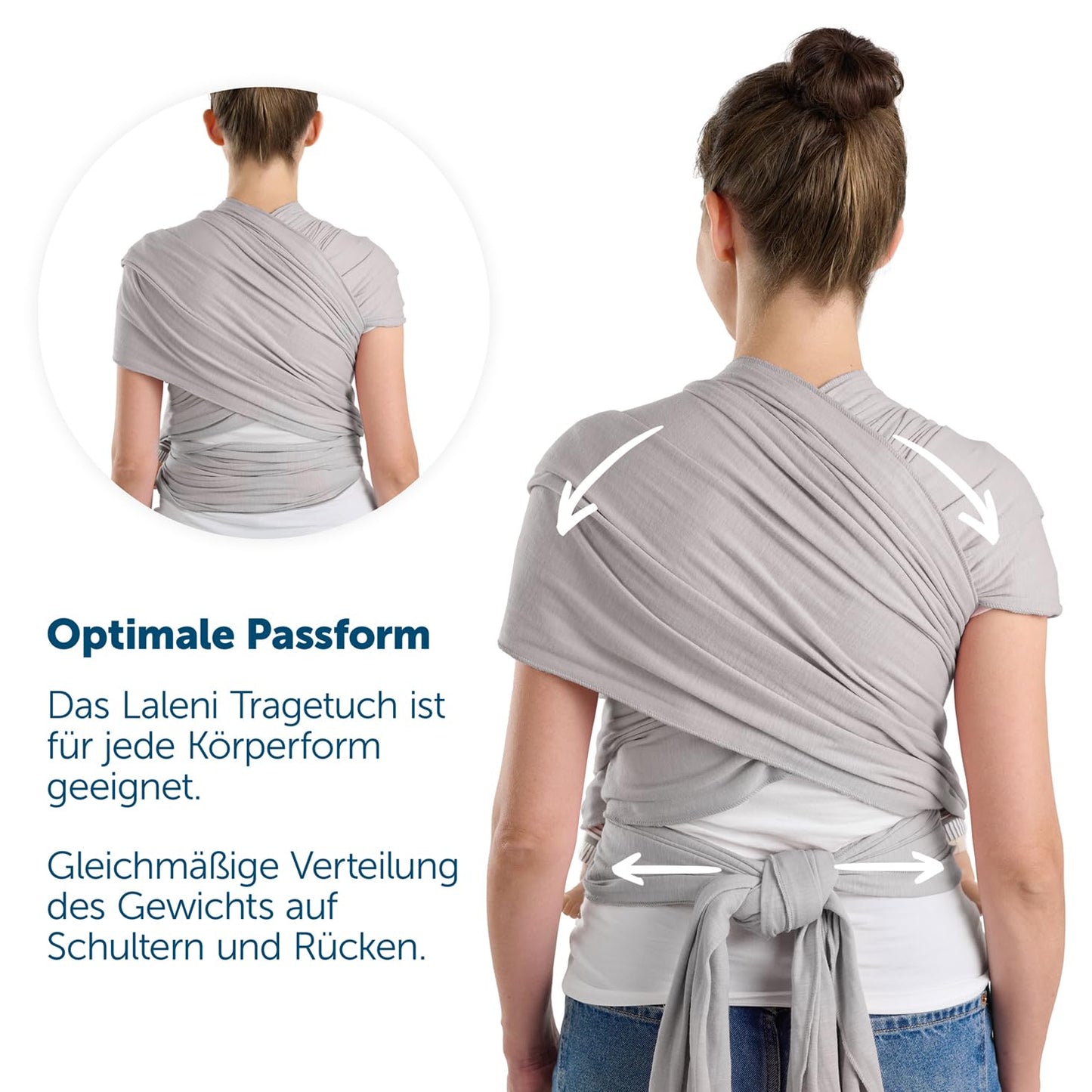 Tragetuch für Neugeborene bis 15 kg, OEKO-TEX zertifiziert, Hellgrau