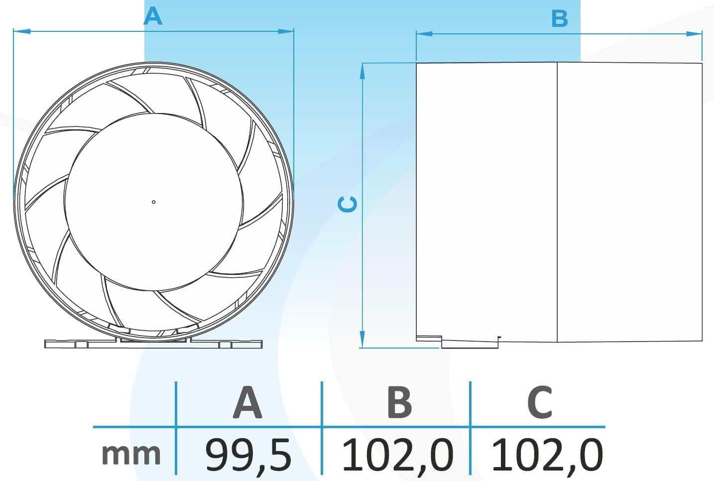Kompakter Axial-Rohrlüfter 100 mm (15W)