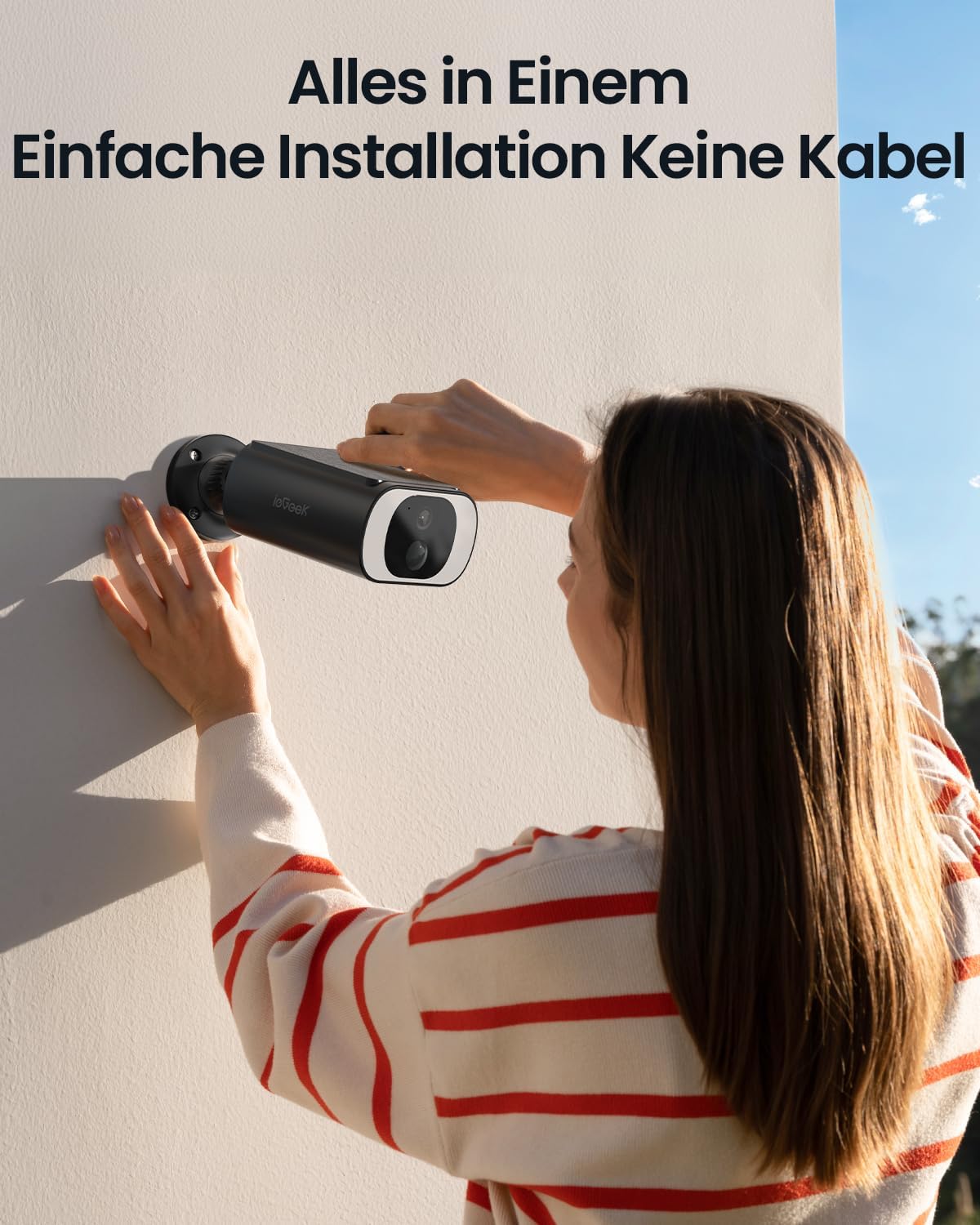 2K Solarpanel Überwachungskamera-Set (Kabellos, 2 Stück), Schwarz 2pcs