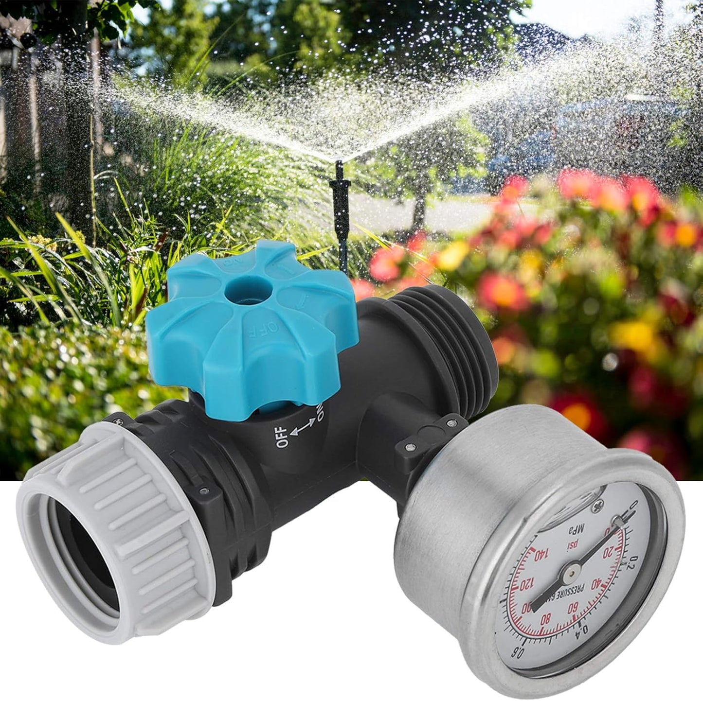 Einstellbares Wasserdruckregelventil mit Manometer