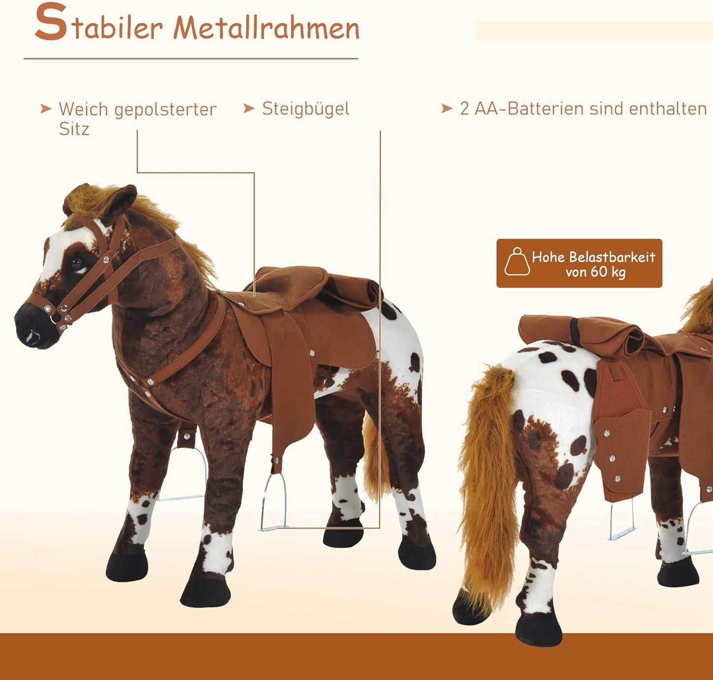Reitpferd Spielpferd mit Sattel & Sound ab 2 Jahren