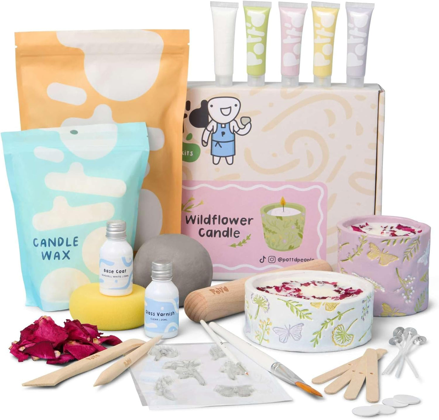 Mini-Töpfer-Set für Erwachsene, Wildblumen-Kerzen