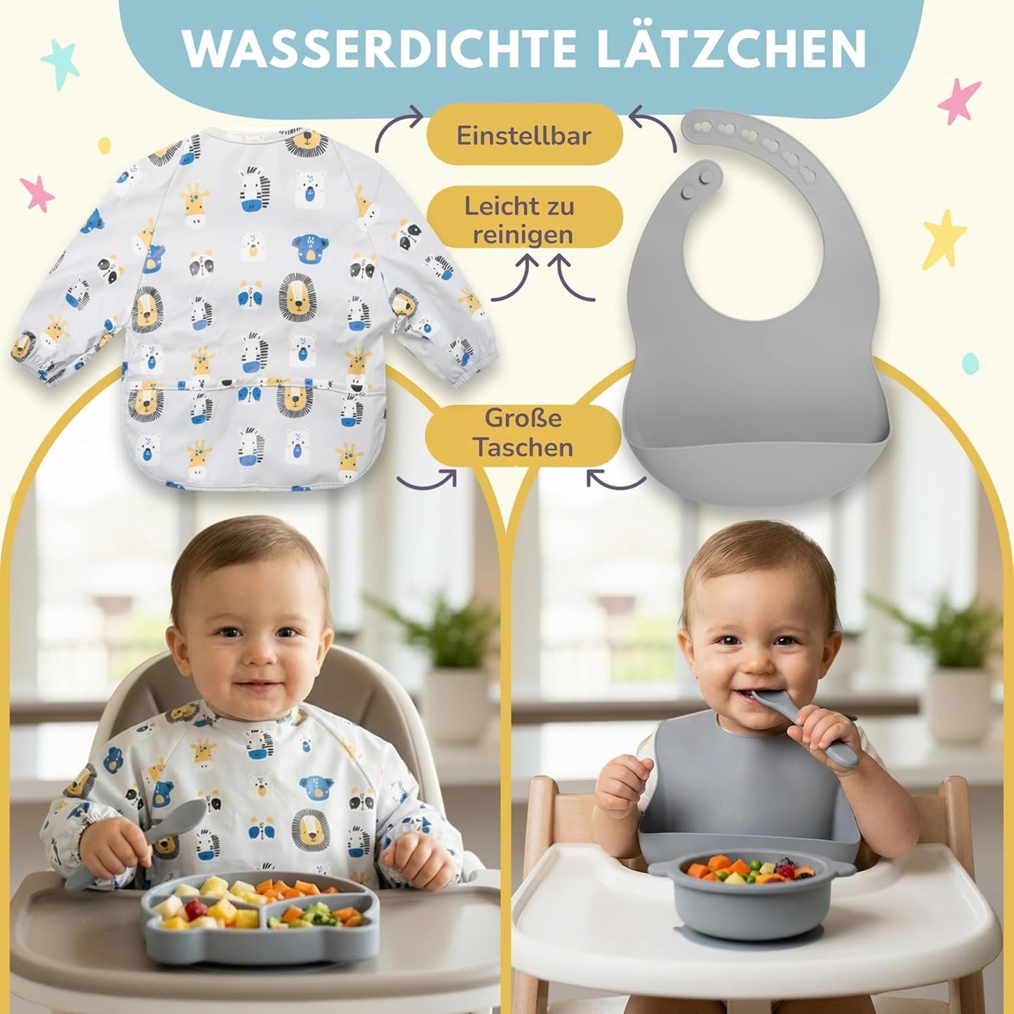 12-teiliges Baby-Geschirrset, Grau