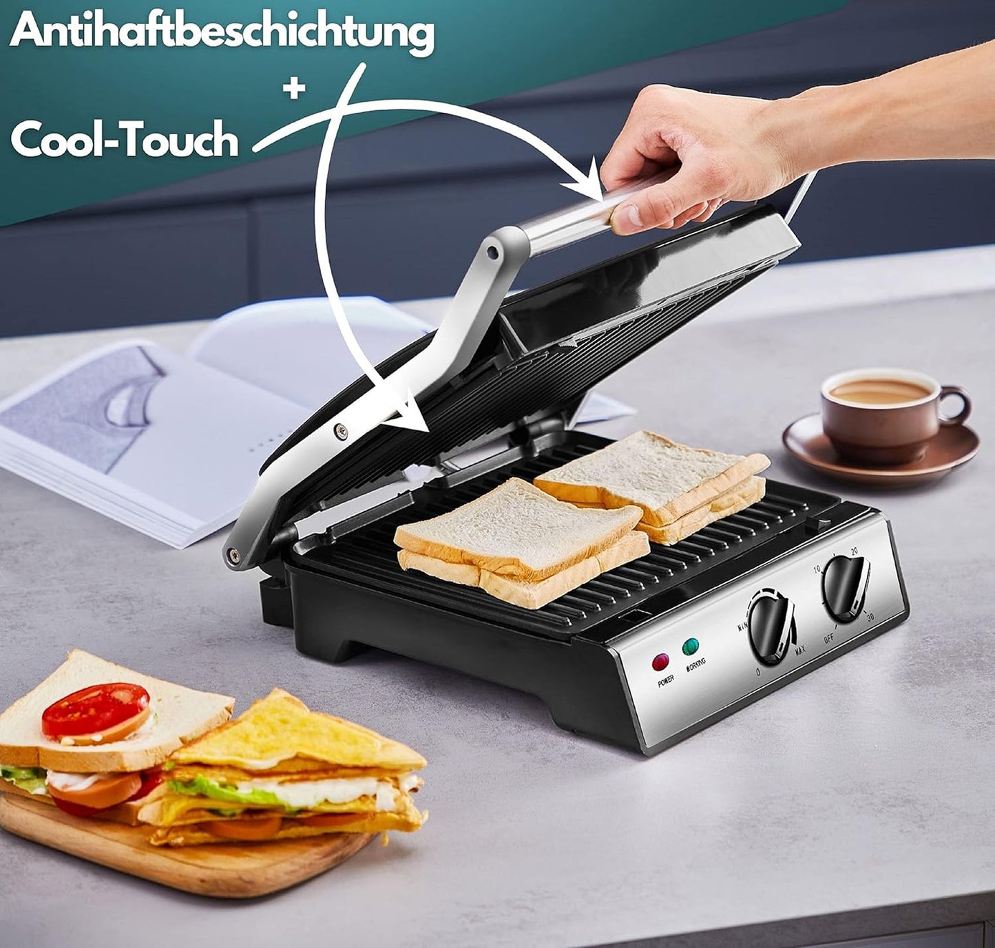 Kontaktgrill mit abnehmbaren Platten