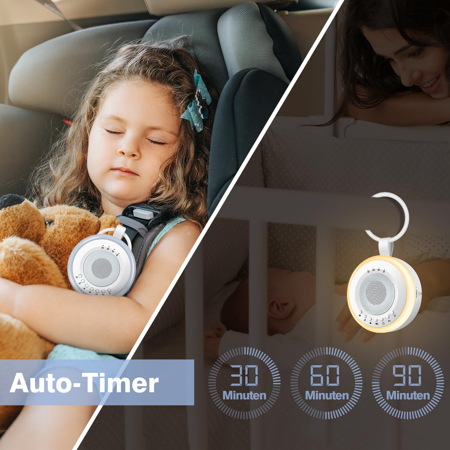 Tragbare White Noise Maschine für Babys, Weiß