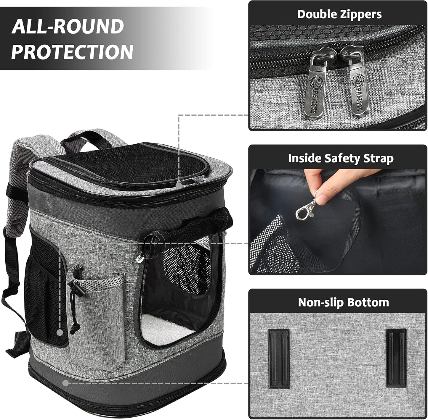 Haustier Rucksack bis 8 kg, Schwarz