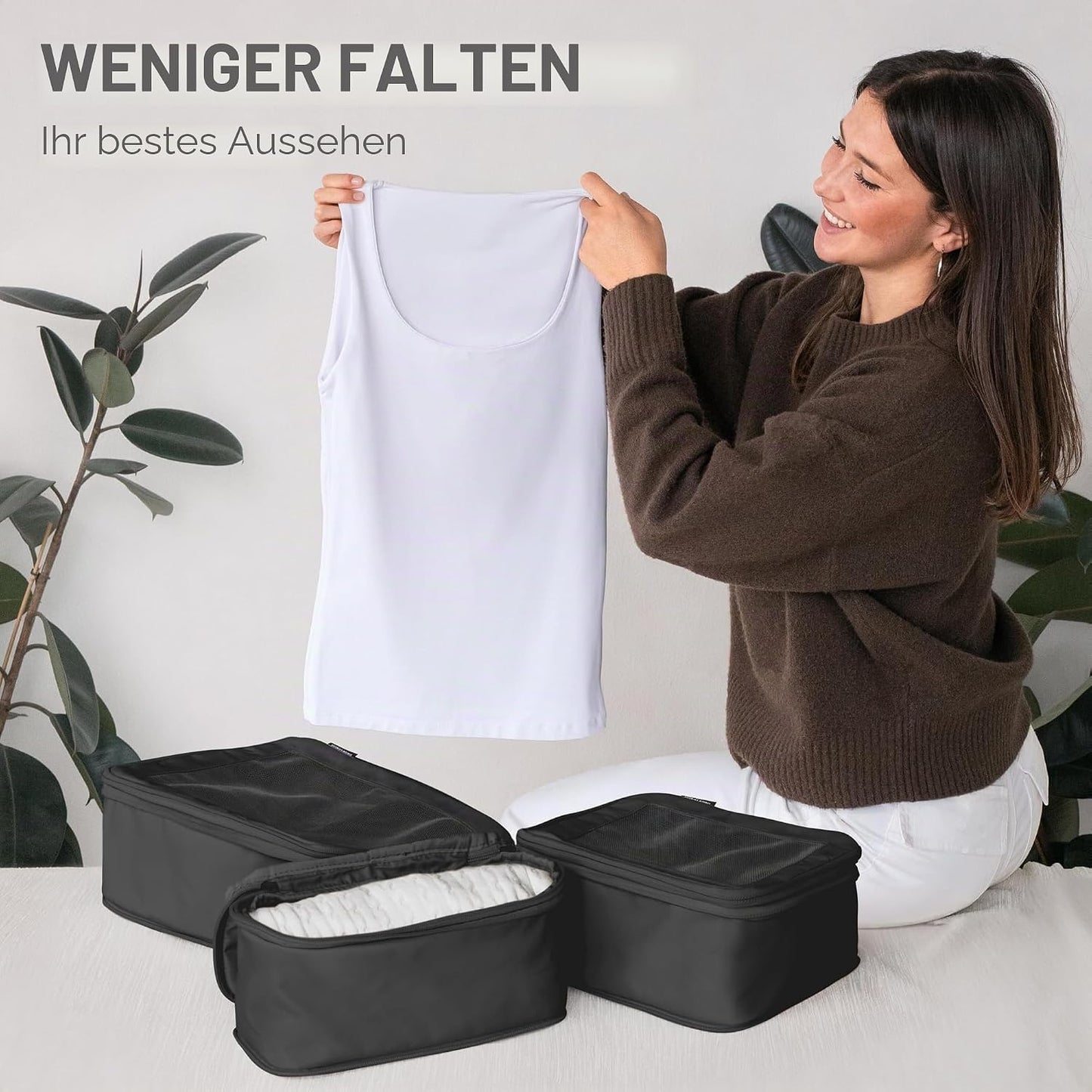 Kompressions-Verpackungswürfel-Set, 4-Pack Schwarz