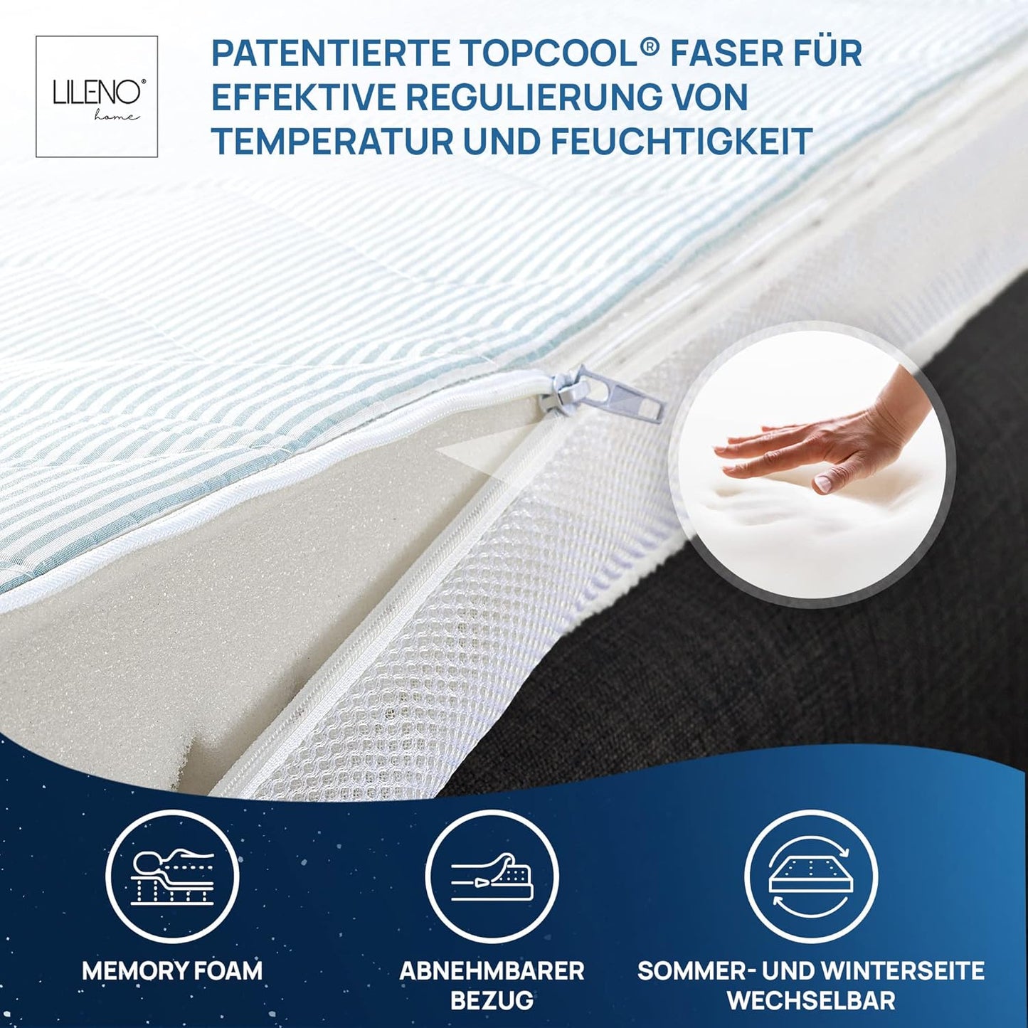 Viscoelastischer Matratzentopper (140 x 200 cm), 140x200 cm|Dicke 8 Cm
