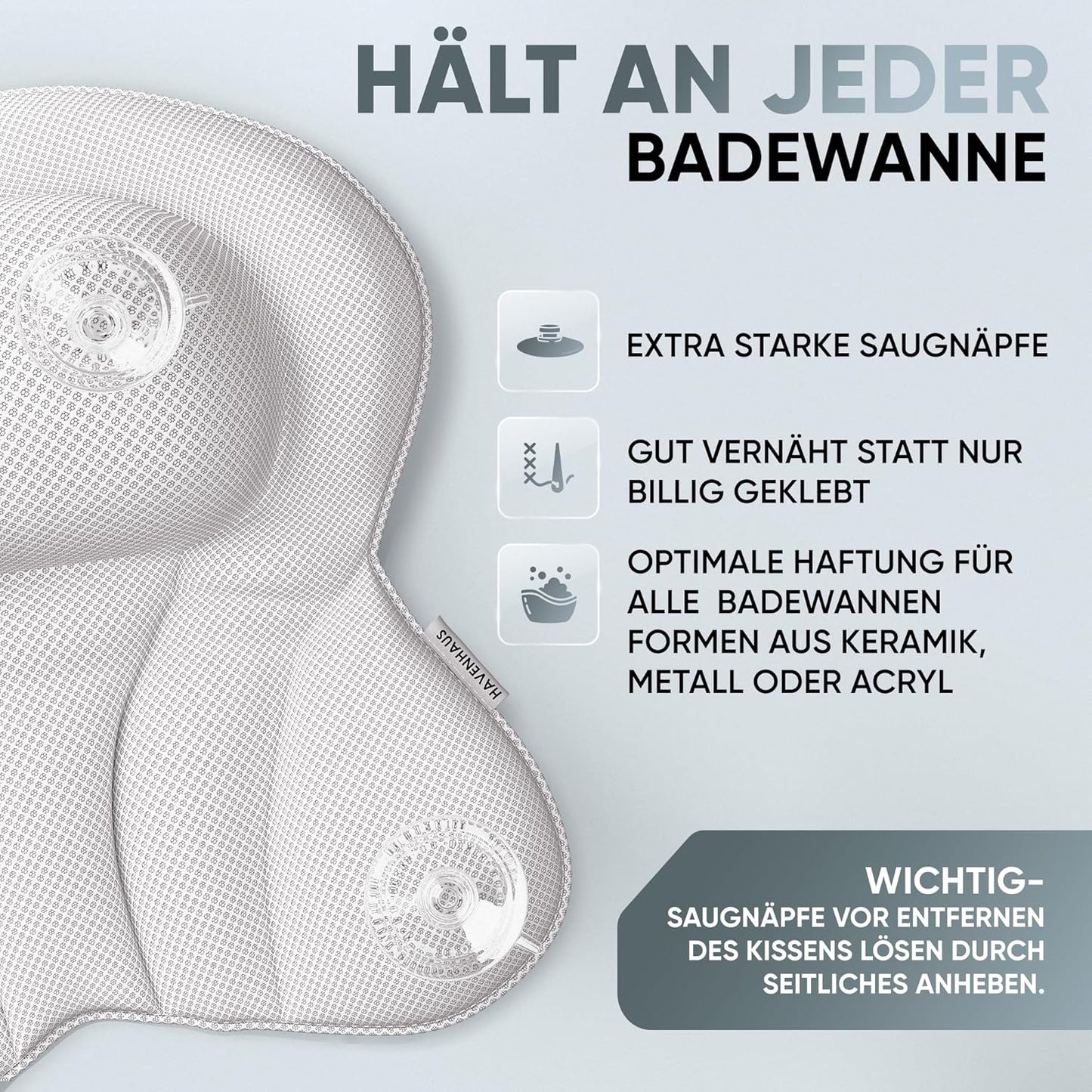 XXL Badewannenkissen, XX-Large Weiß
