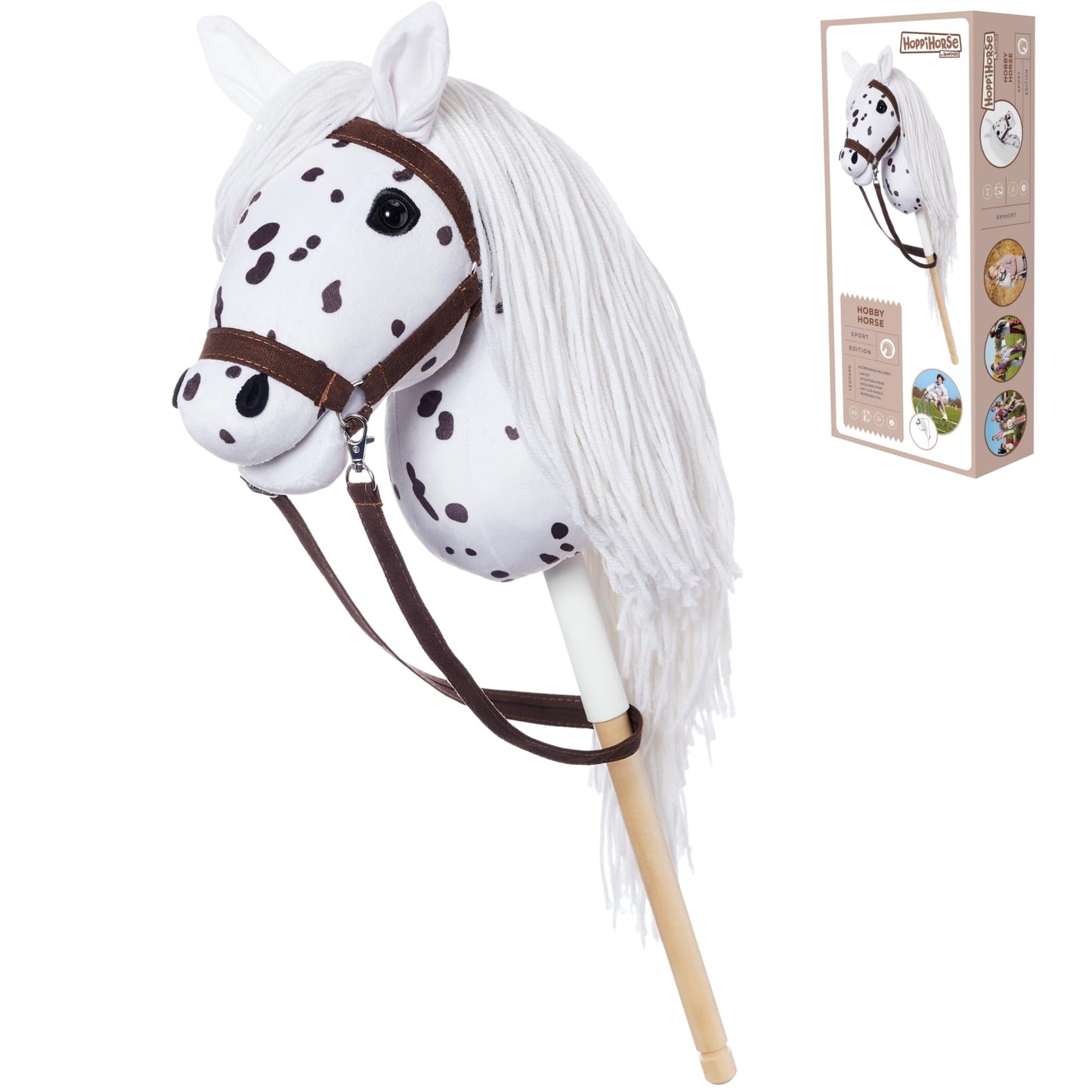 Steckenpferd mit Trense und Silikongriff, A3 - LARGE Tigerschecke