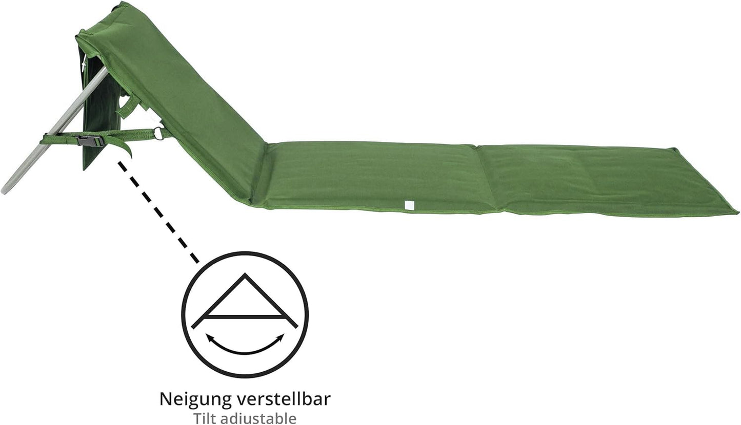 Faltbare Strandmatte mit Rückenlehne und Tragegurt, Strandmatte Khaki