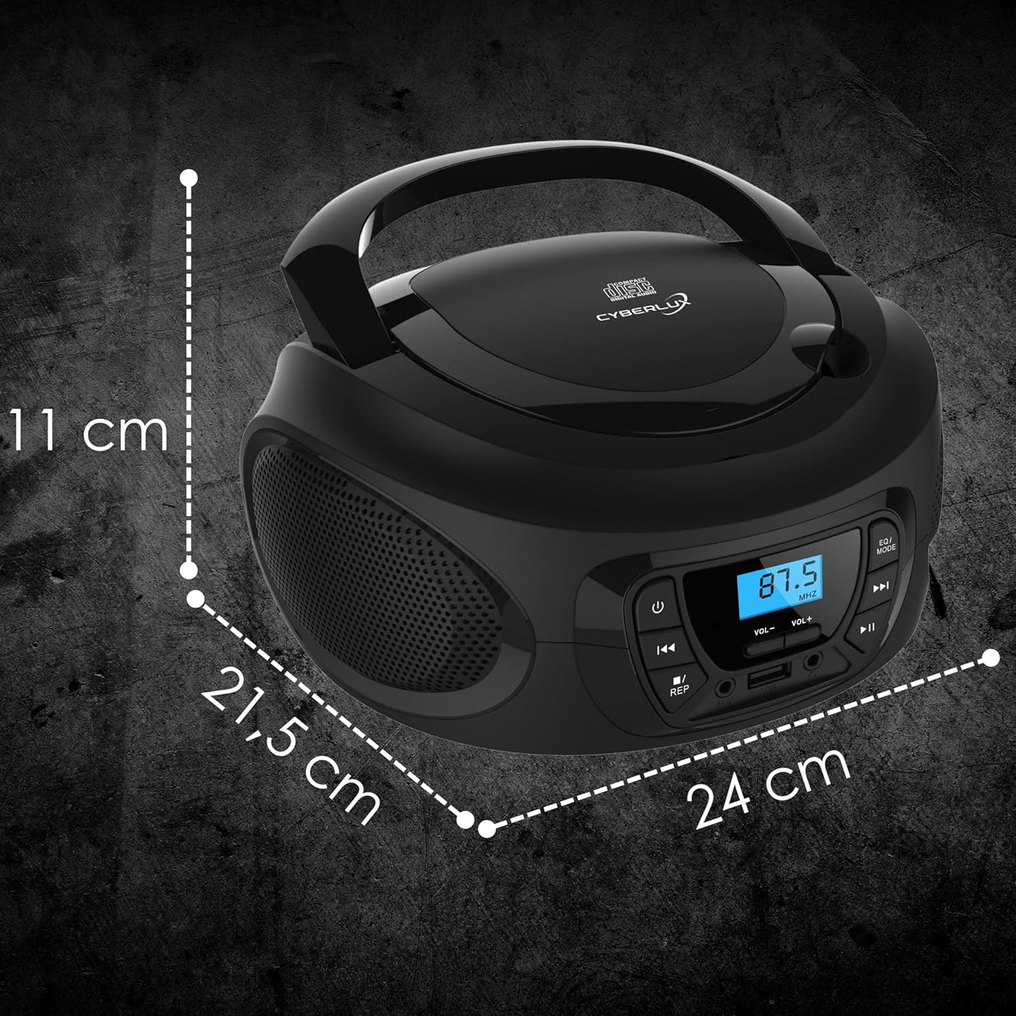 Tragbarer CD-Player mit Radio und USB-Anschluss, Dark Knight Black