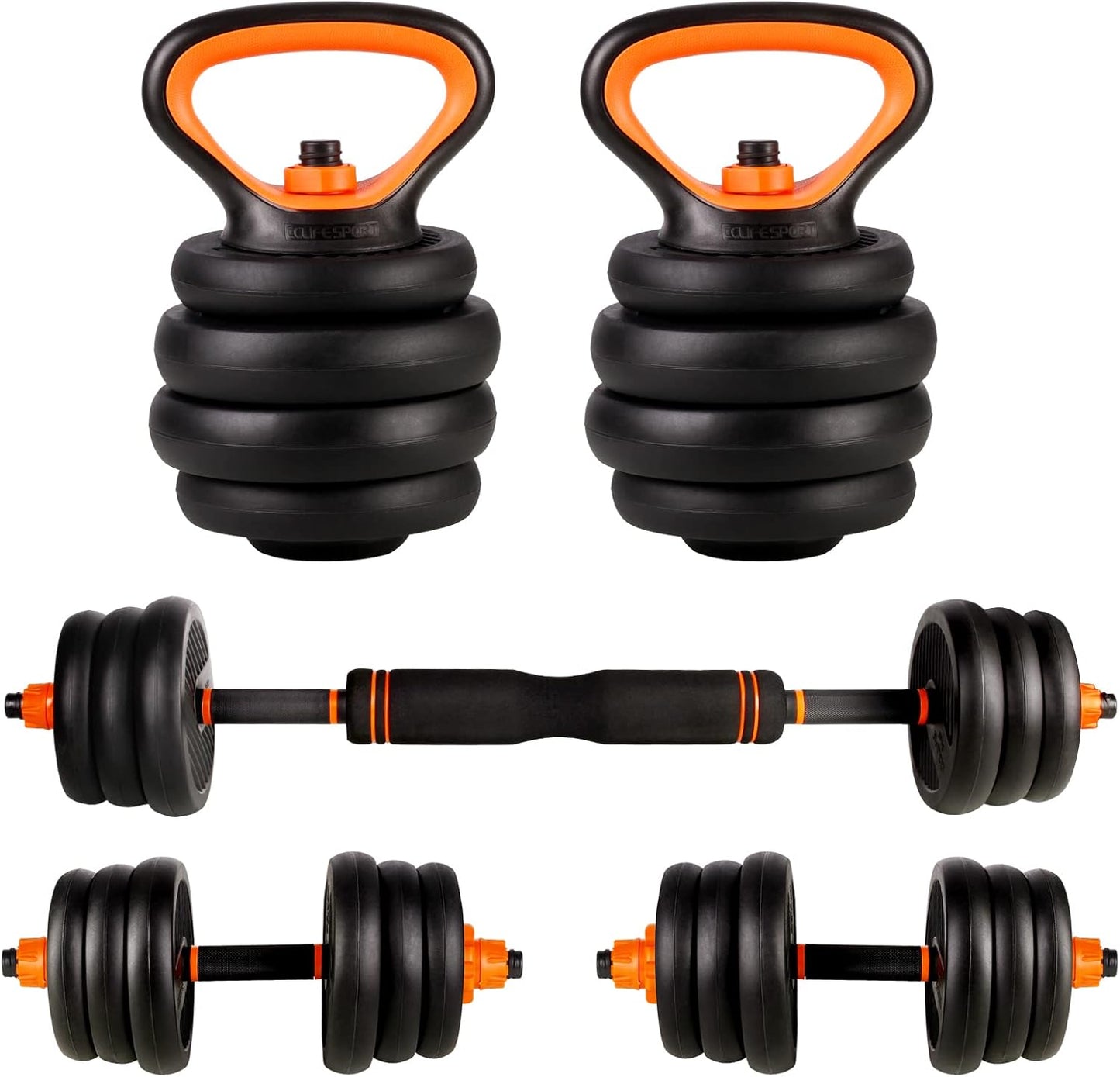 2er-Set Verstellbare Hanteln, Orange-20kg