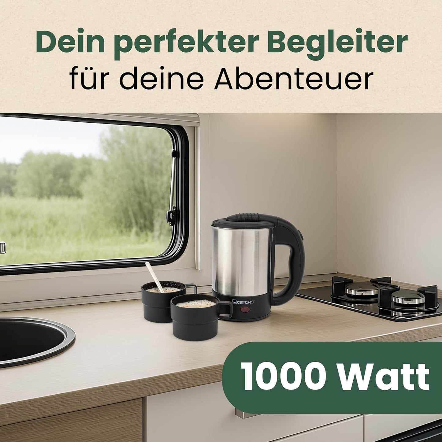 WKR 3624 - Reise-Wasserkocher 0,5L inkl. Zubehör, Reise-wasserkocher 0,5 Liter Inkl. Tasse