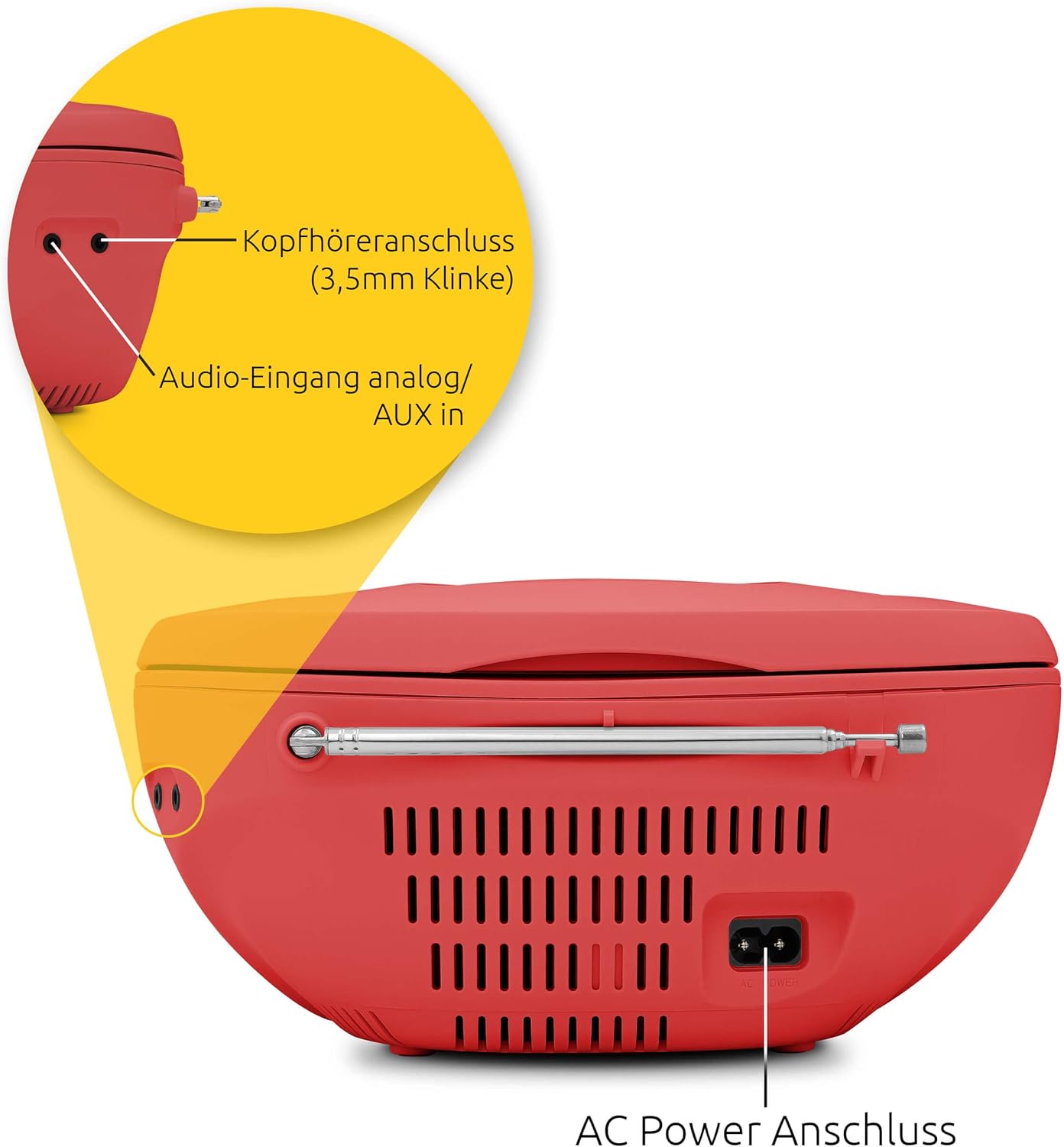Tragbare CD-Boombox, rot