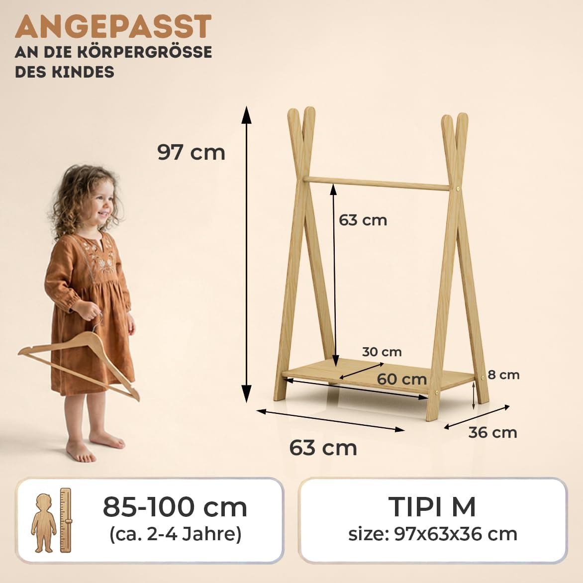 Kinder-Kleiderständer Tipi, M