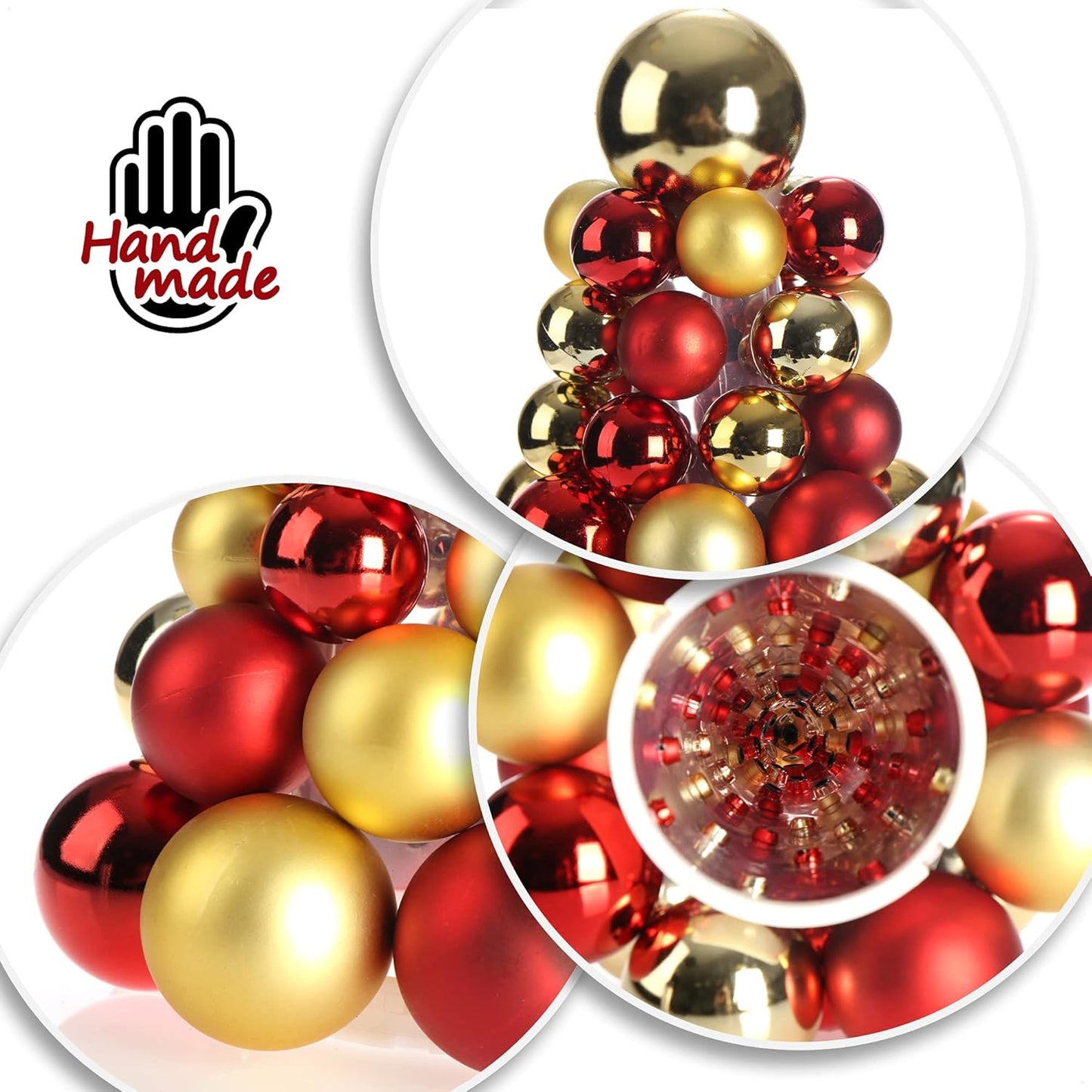 Künstlicher Weihnachtsbaum mit Christbaumkugeln, 01 Stück - 30cm - Goldfarben/Rot