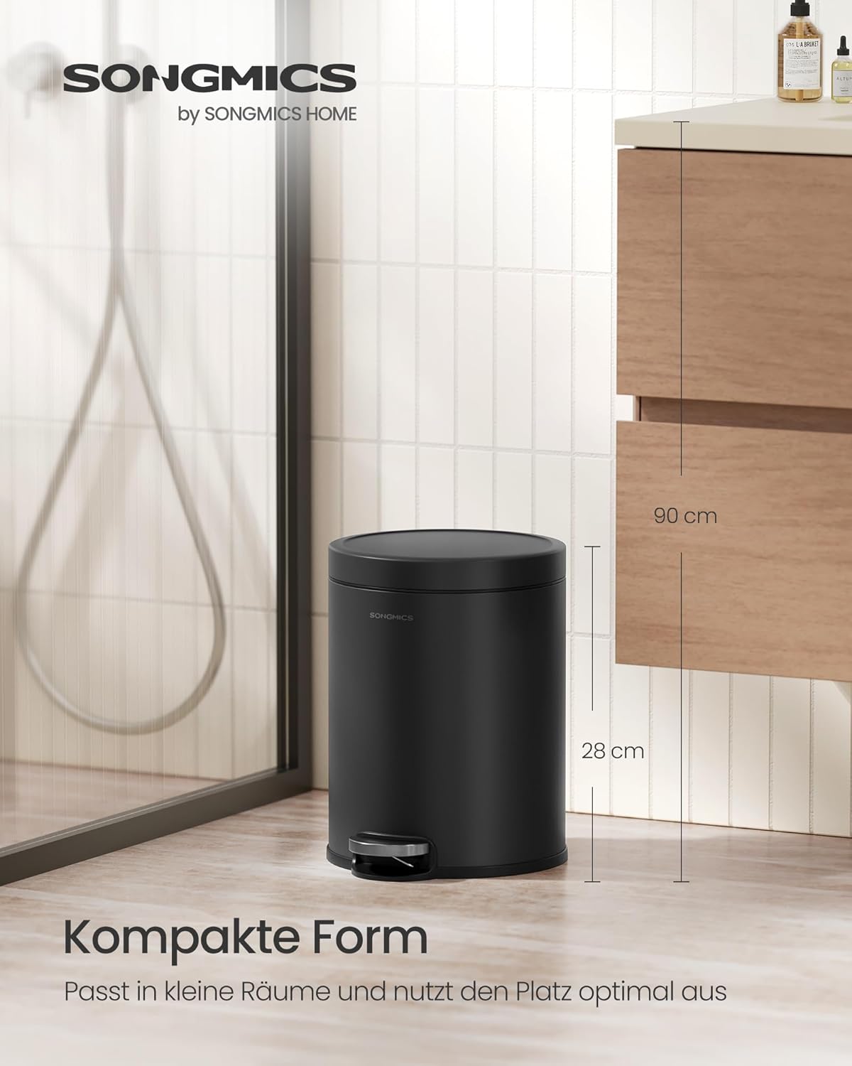 Kosmetikeimer mit Softclose-Deckel LTB016BZ02, tintenschwarz 6 L