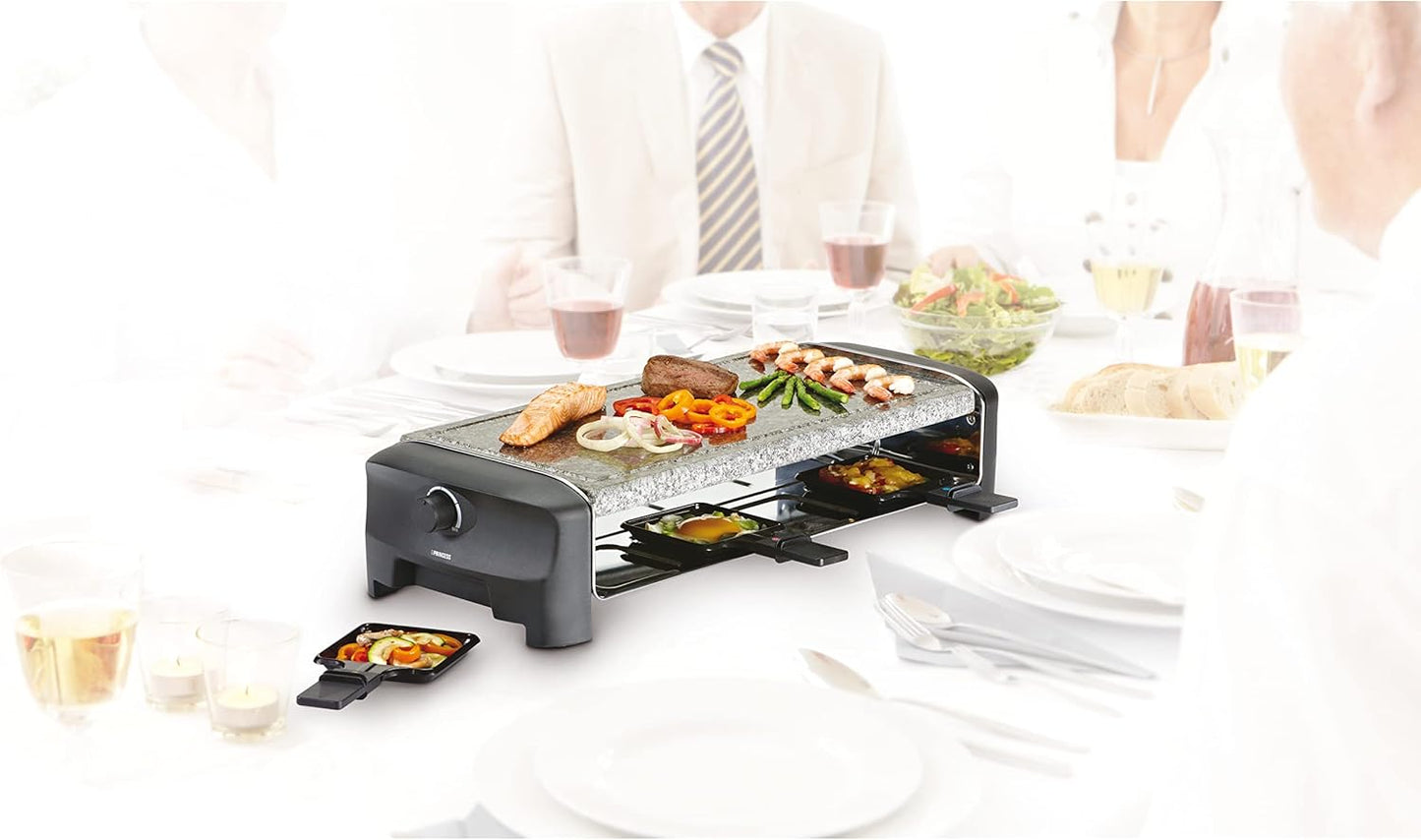 Princess Raclette-Grill mit Steinplatte, 8 Schwarz