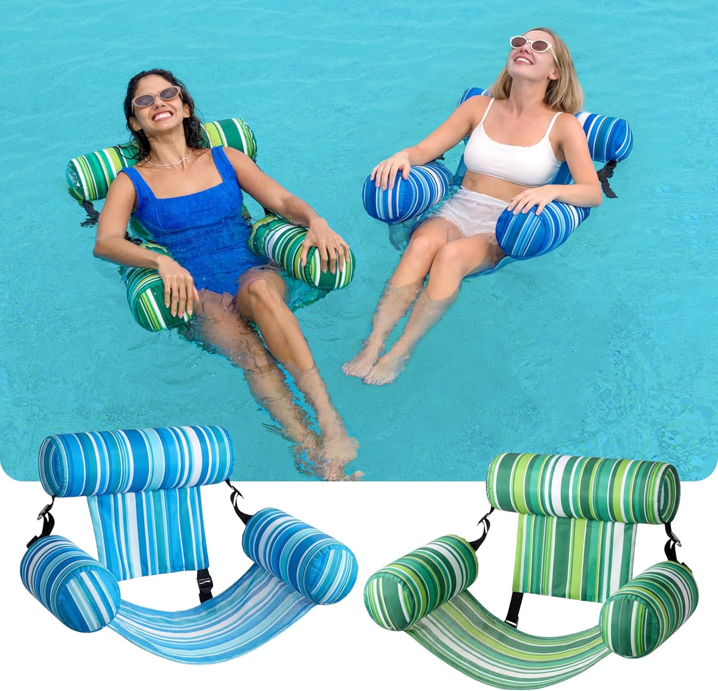 Aufblasbare Pool-Schwimmstühle, 2er-Set, Blå Och Grön