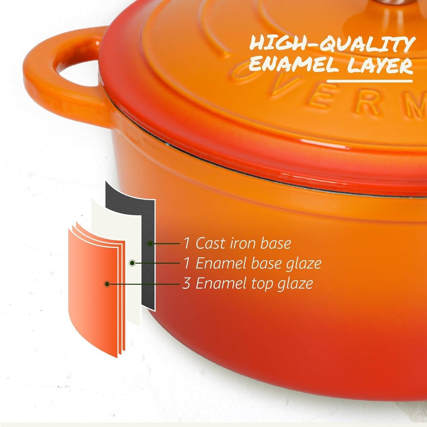 Gusseisen-Schmortopf mit Deckel, 26cm-5.2L Orange