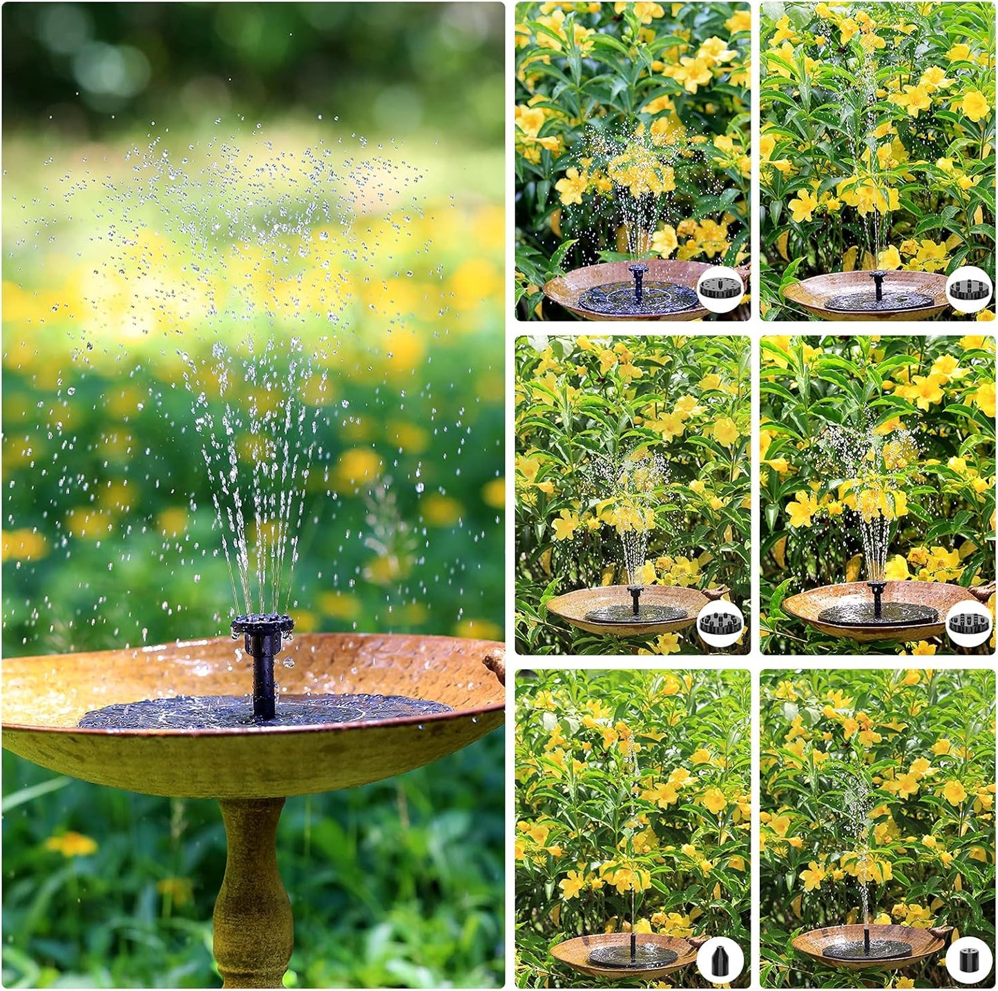 Solarbetriebener Springbrunnen mit 6 Düsen, 1er