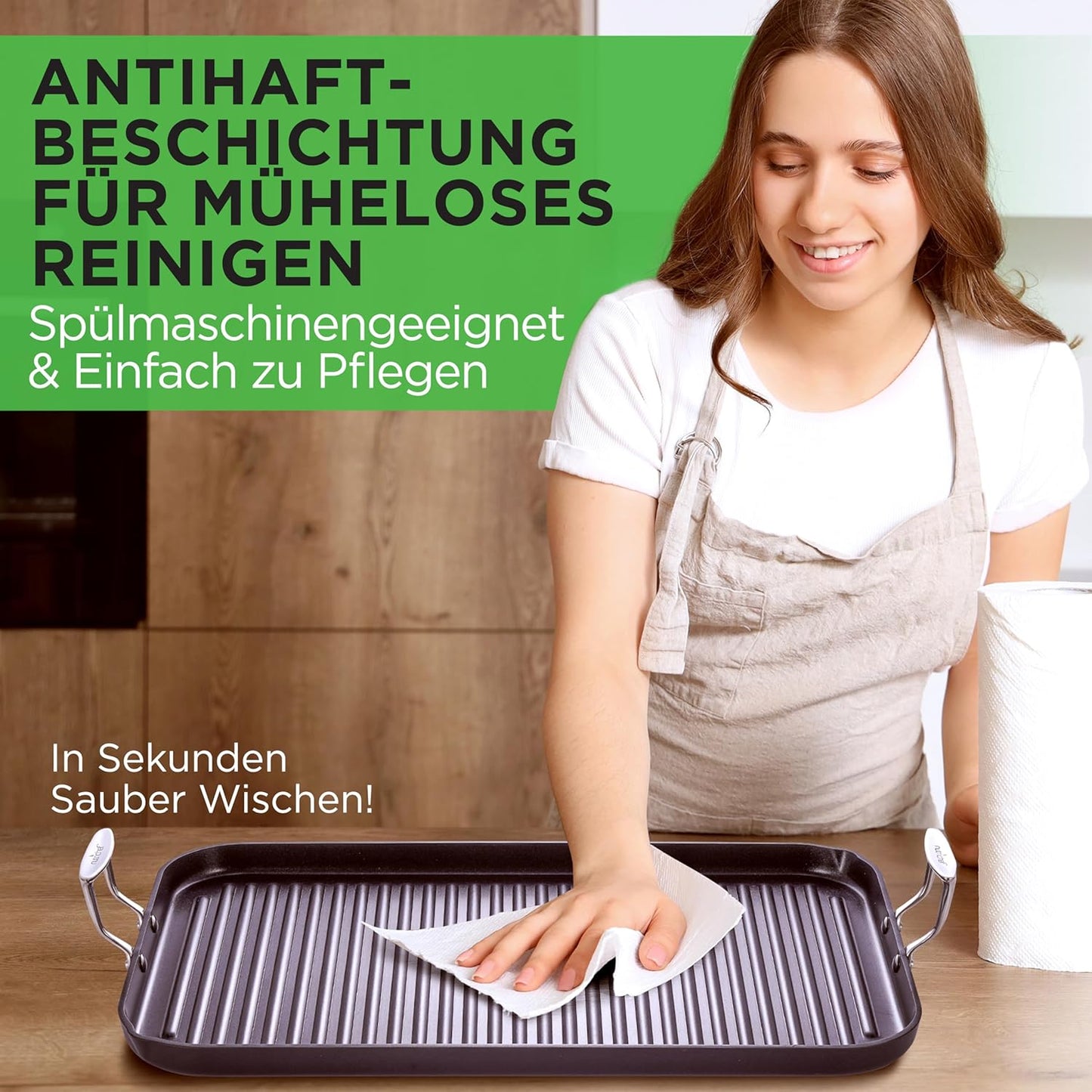 Antihaft-Grillpfanne für Gasgrill & Herd, Geriffelte Grillfläche