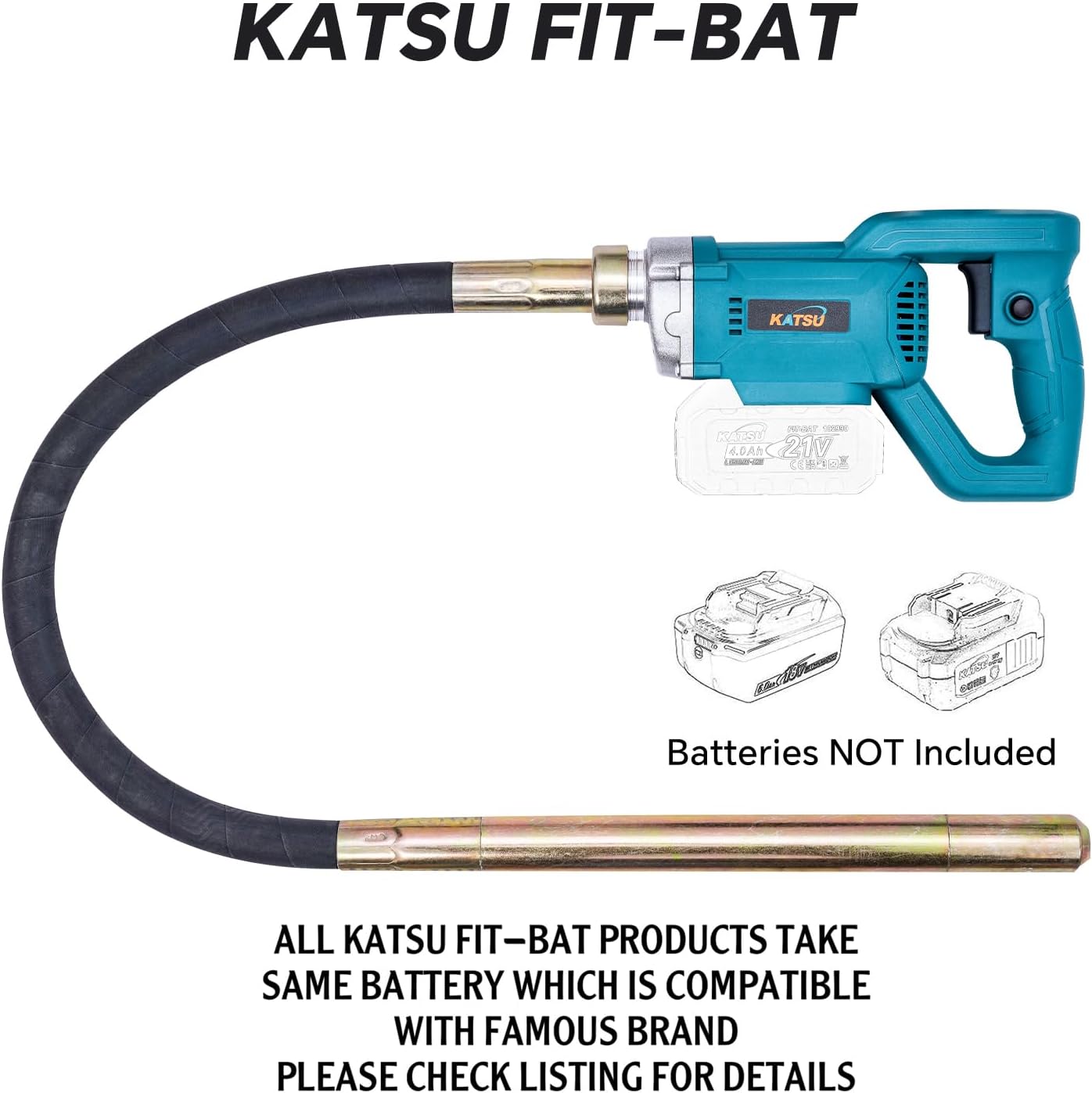 Brushless Akku-Betonrüttler FIT-BAT 21V mit 1,2 m Schlauch