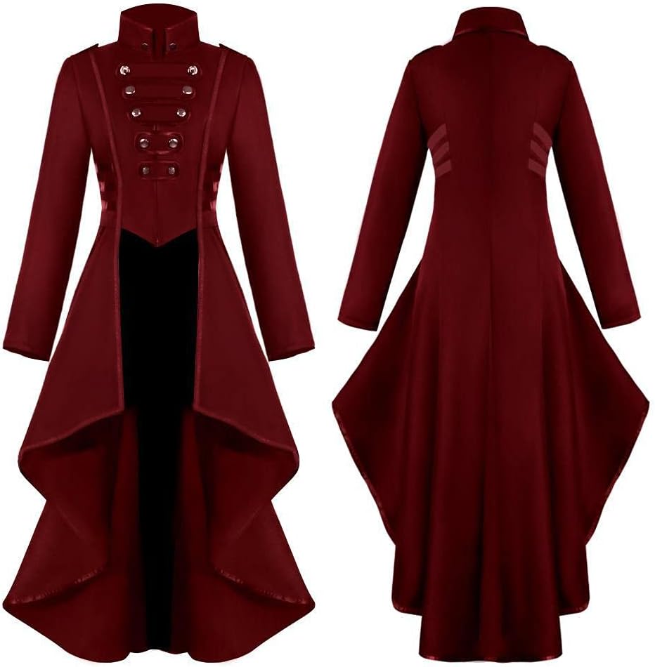 Steampunk Vintage Frackjacke für Damen, Rot 3XL