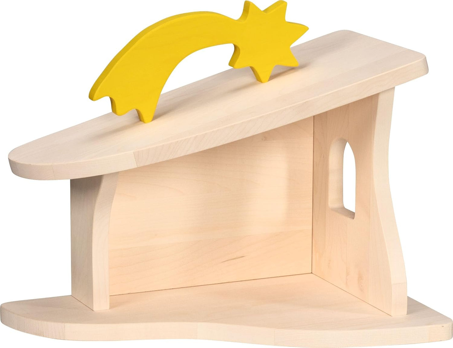 Holzstall Krippe mit Weihnachtsstern (handgefertigt)