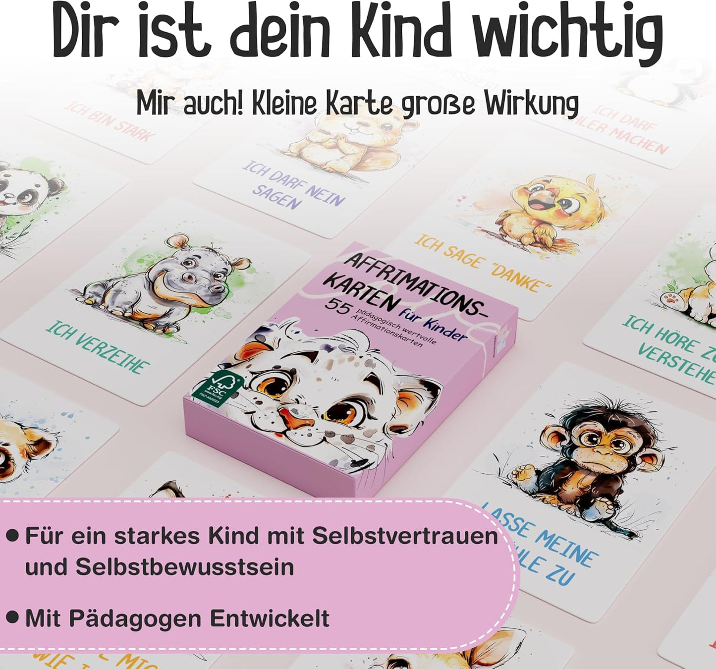 Affirmationskarten für Kinder, Rosa